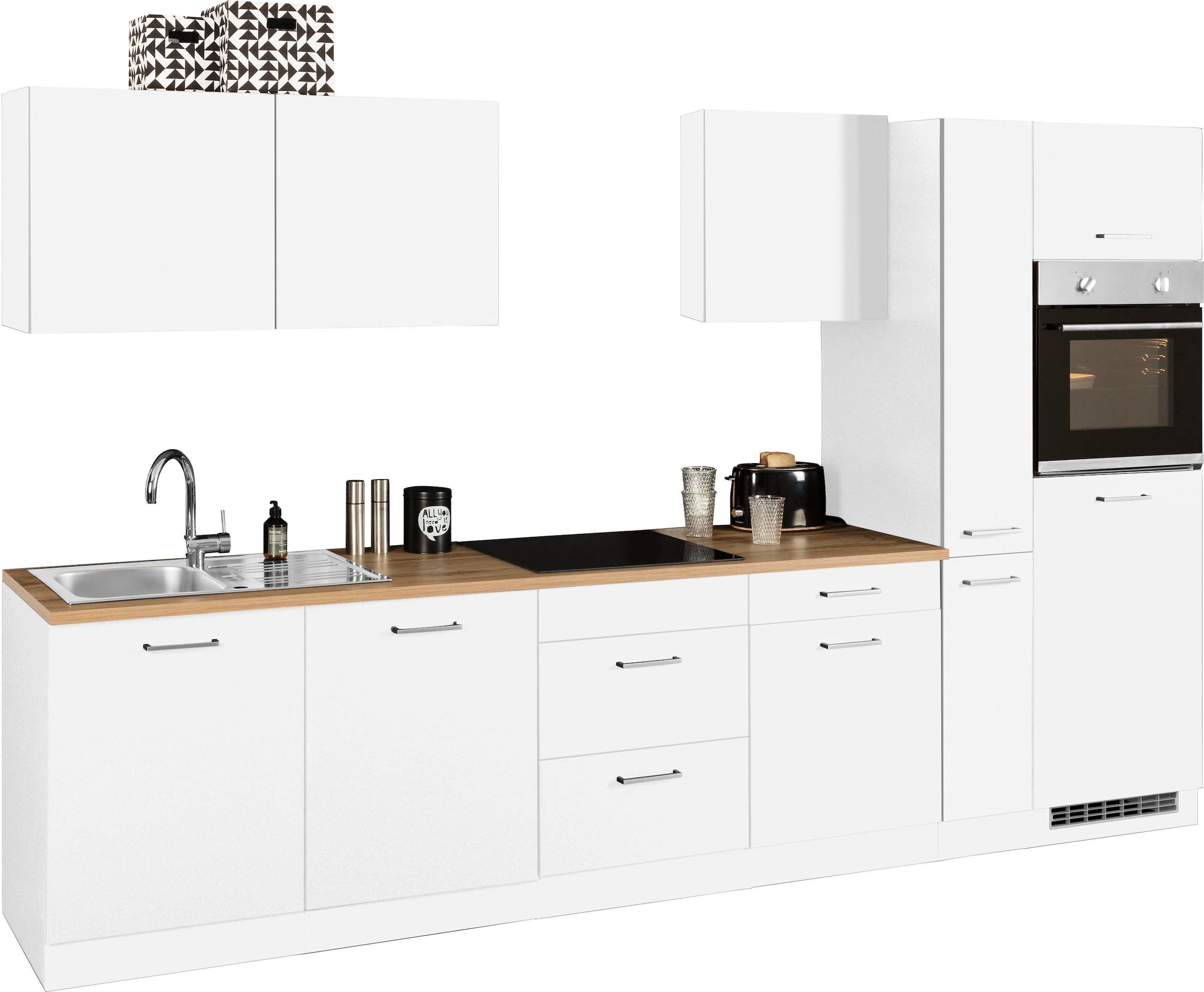 KOCHSTATION Küchenzeile »KS-Kehl«, ohne E-Geräte, Breite 330 cm, für Kühlschrank und Geschirrspüler