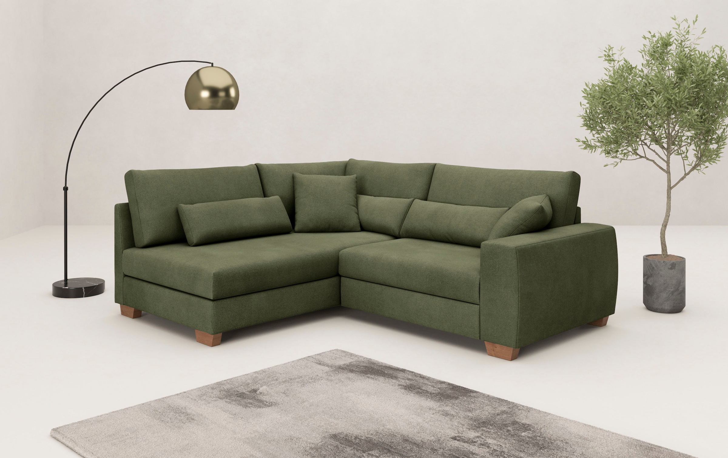 Mr. Couch Ecksofa »Hilla L-Form, bis 140 kg  belastbar« mit Taschenfederkern, wahlweise mit Bettfunktion