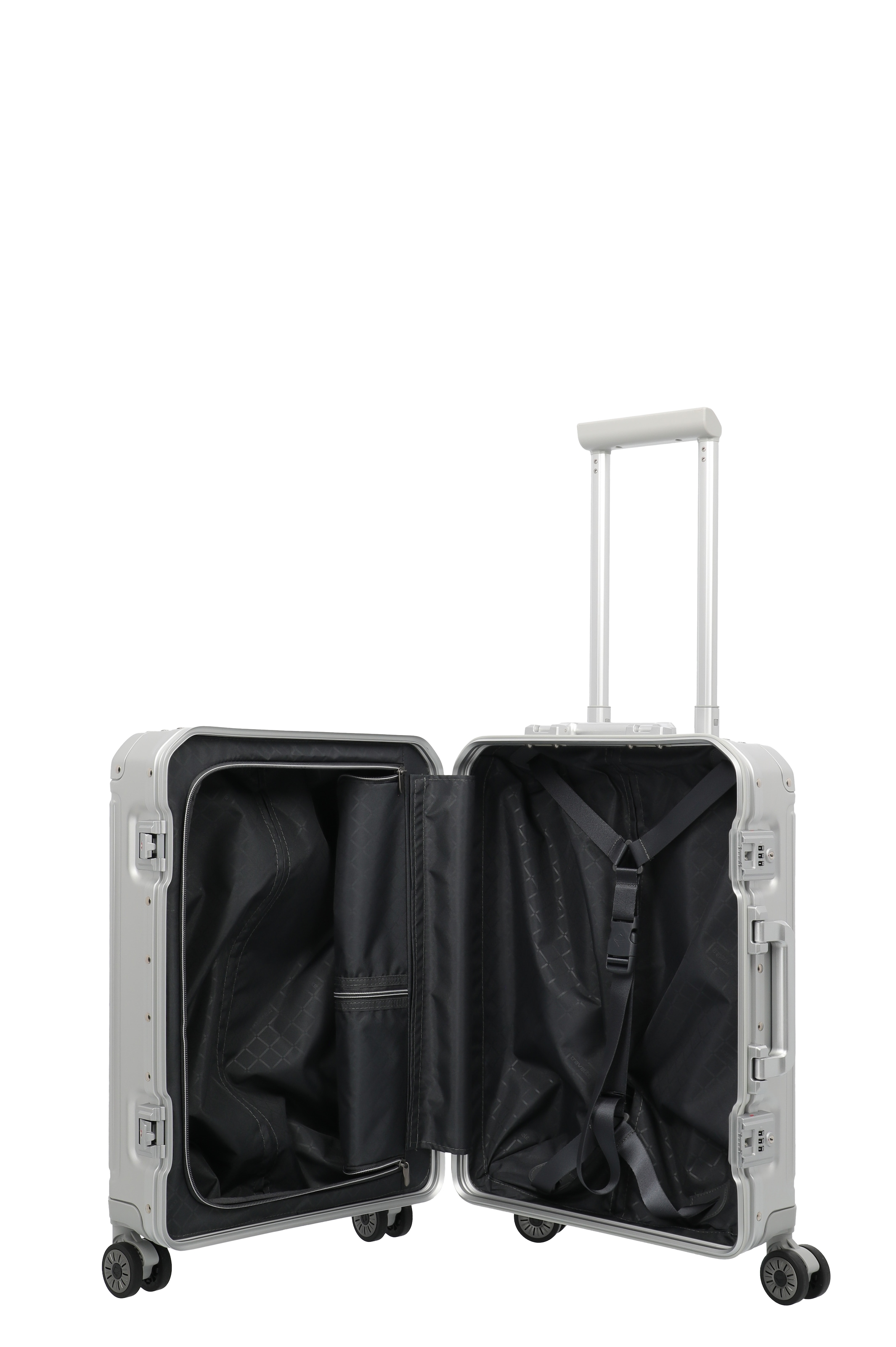 travelite Hartschalen-Trolley »NEXT Aluminium Rahmenkoffer« 39 l 4 Rollen variable Packplatte, Packwand und durchdachte Innenaufteilung