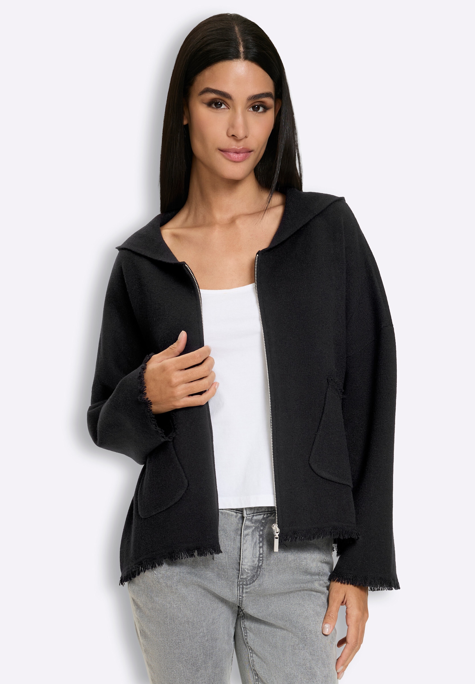 heine Strickjacke »Strickjacke Kapuzenstrickjacke im Oversize-Stil«