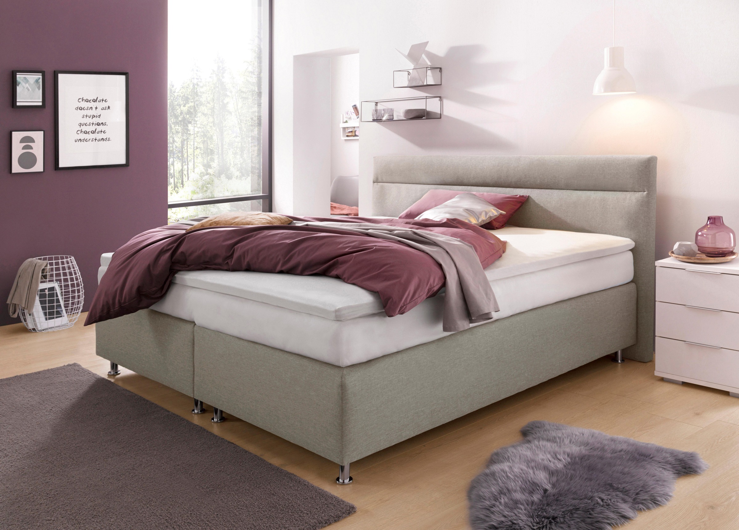 Westfalia Schlafkomfort Boxspringbett, wahlweise mit LED-Beleuchtung