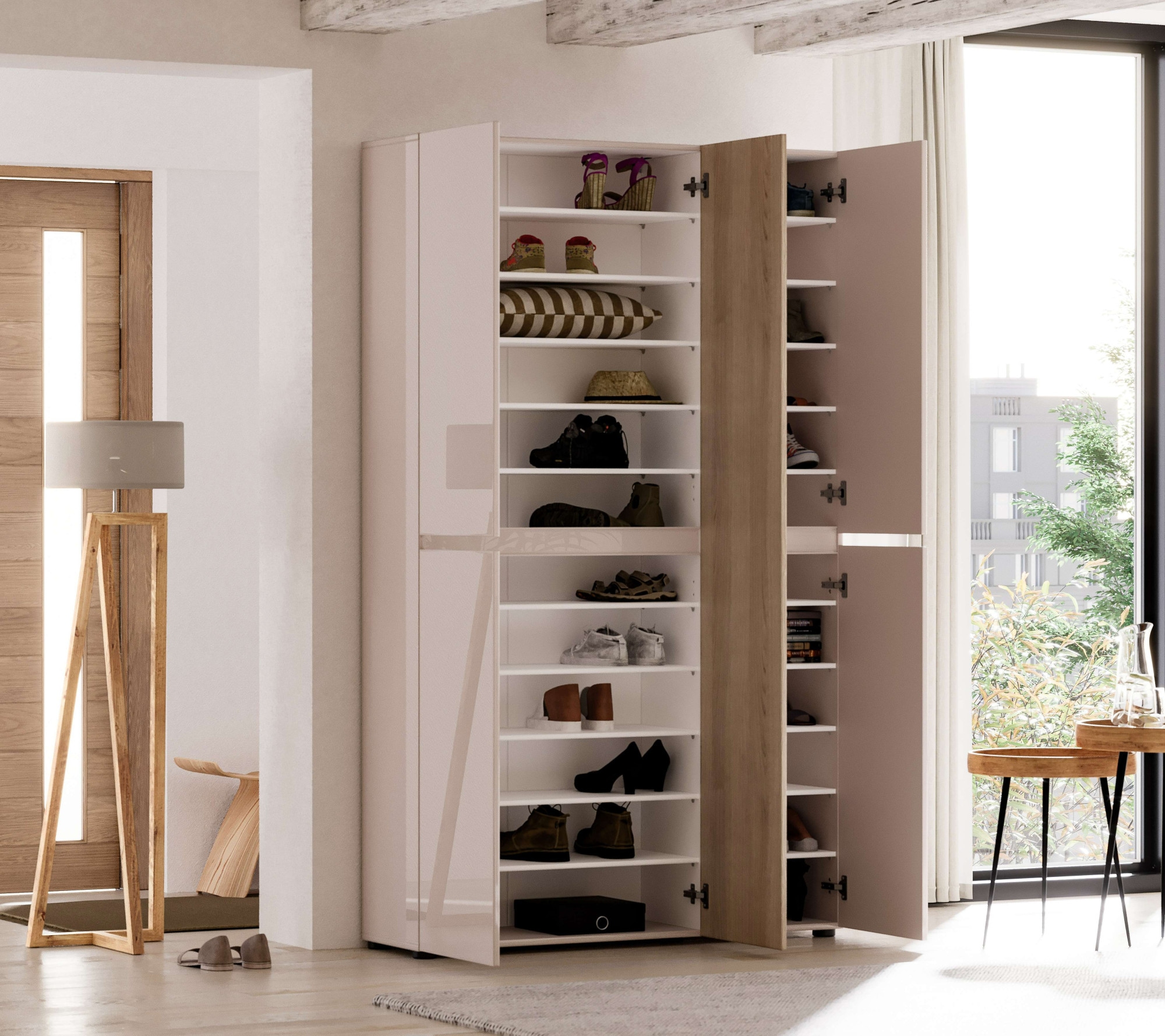 Home affaire Schuhschrank »LADY, Schuhkommode,Schuhmöbel,Schuhablage,Schuhregal« 20 Einlegeböden,24 Fächer,ca. 58 Paar Schuhe-Maße: B/T/H:120x34x200 cm