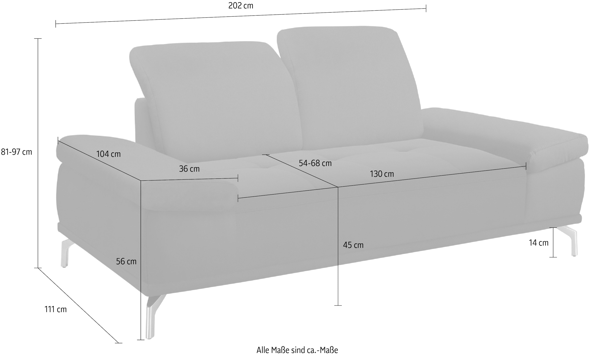 und Places of Sitztiefen- Style mit OTTO »Caluna«, Online Shop Kopfteilverstellung 2-Sitzer