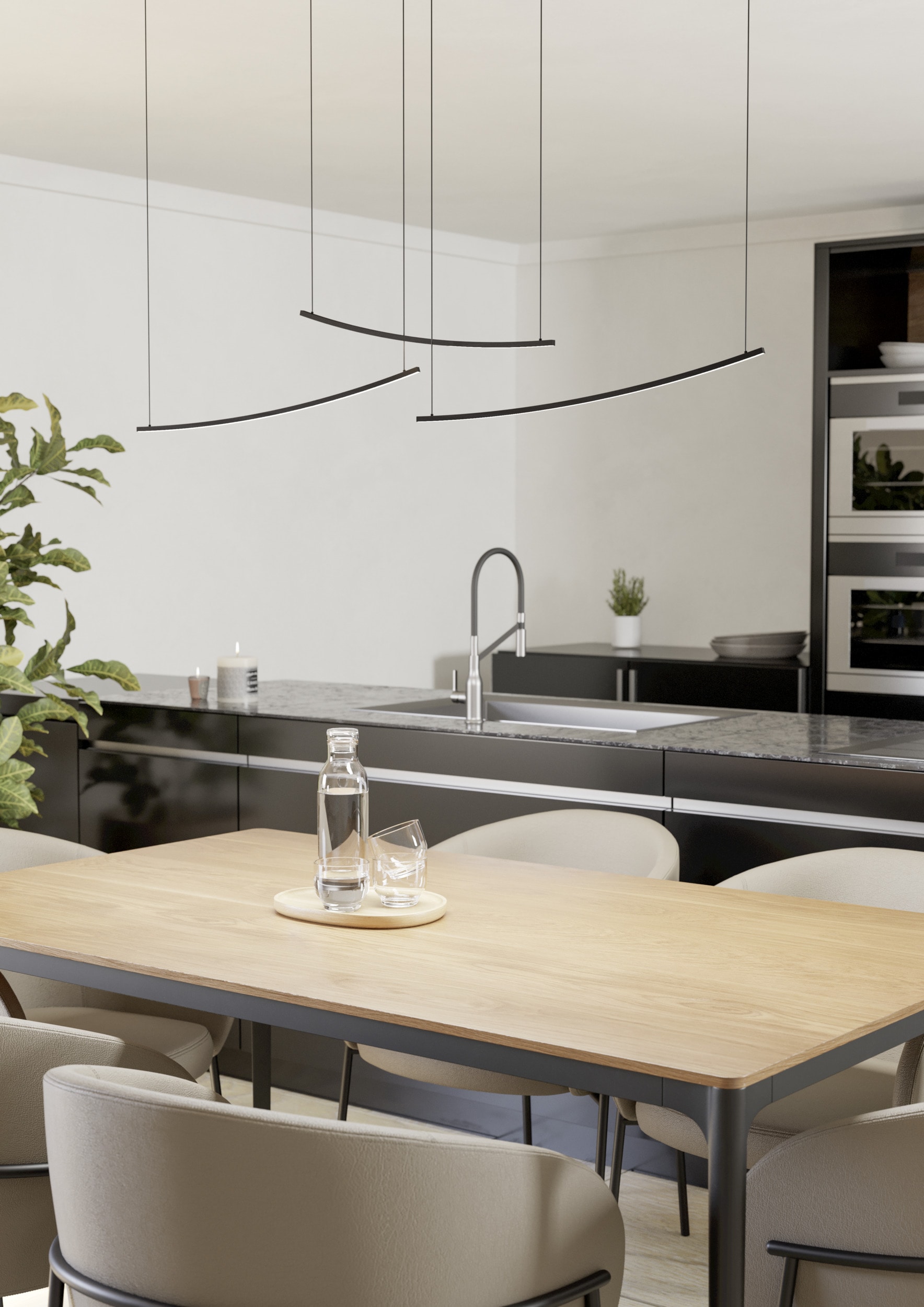 EGLO Hängeleuchte »VILLEGGI Pendellampe - Alu, Stahl - LED - 22W - IP20« LED-Modul 1 Stk. Kaltweiß | Neutralweiß | Warmweiß Hängelampe, Deckenlampe, Wohnzimmer, Esszimmer, L122 x B10 x H120 cm