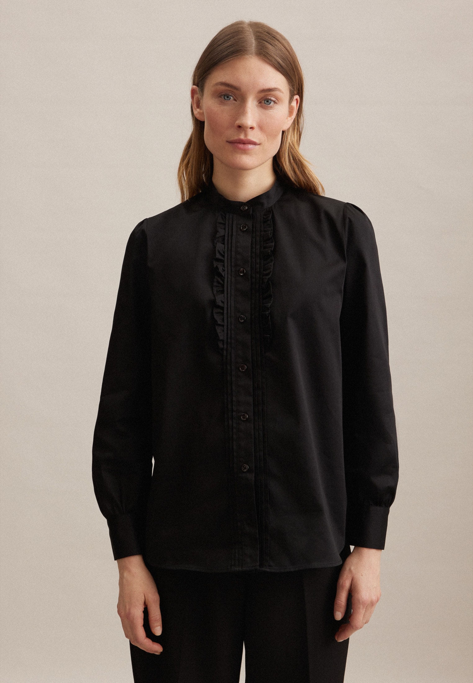 seidensticker Klassische Bluse »Schwarze Kragen im glänzend Shop Uni Rose«, Langarm OTTO Online