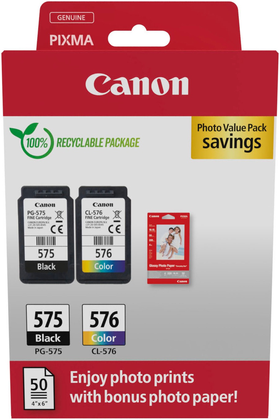 Canon Tintenpatrone »PG-575/CL-576 Photo Value Pack«, (Packung, 2 St.)