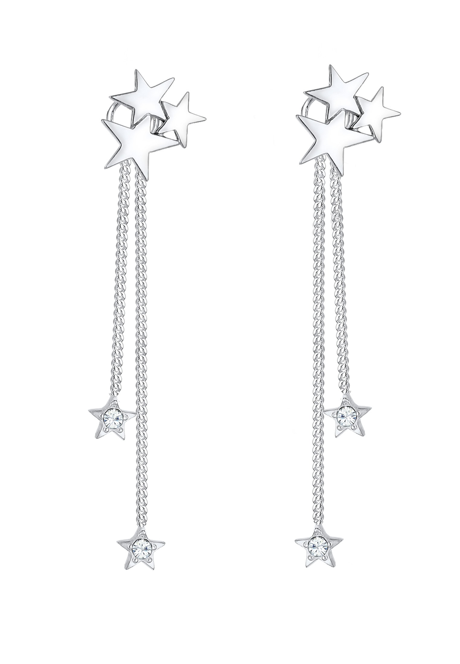 Elli Premium Paar Ohrhänger »Ohrringe Ohrhänger lang Stern Glass Crystals Weiß 925 Sterling Silber«