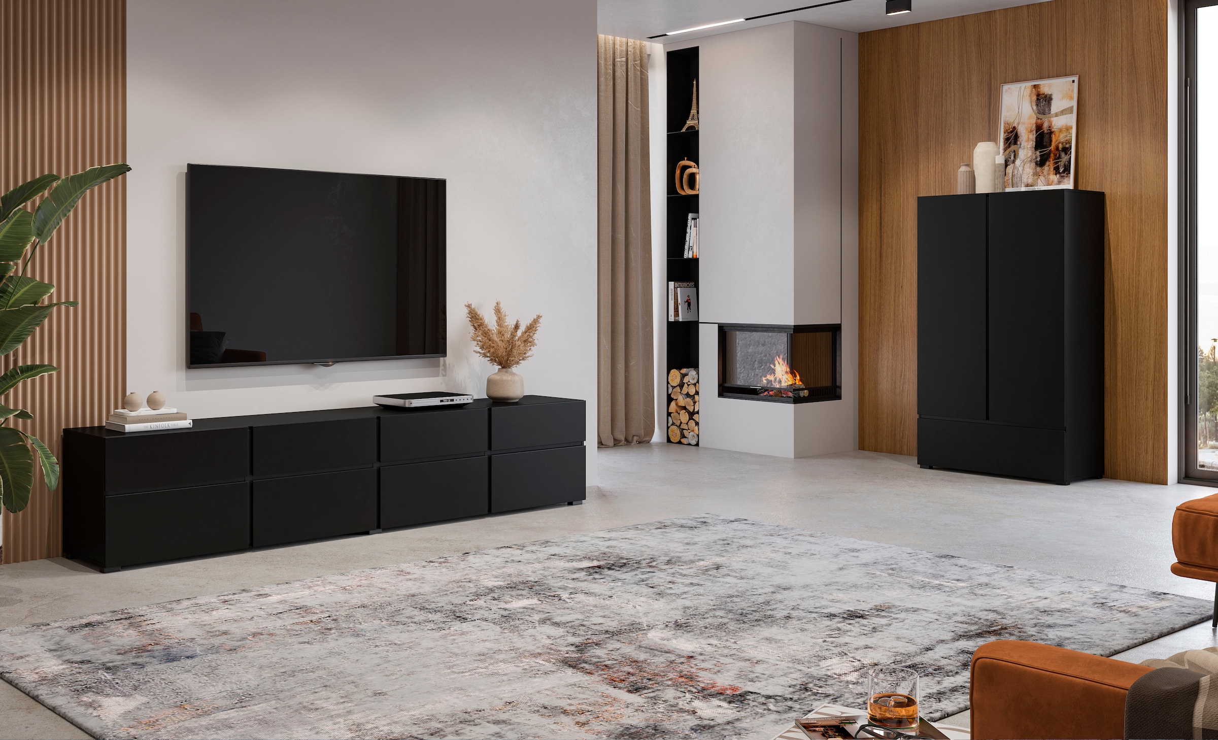OTTO home Mehrzweckschrank »Cross,Breite 89 cm, Highboard, Universalschrank, Garderobe« Waescheschrank mit viel Stauraum, Einlegeböden verstellbar