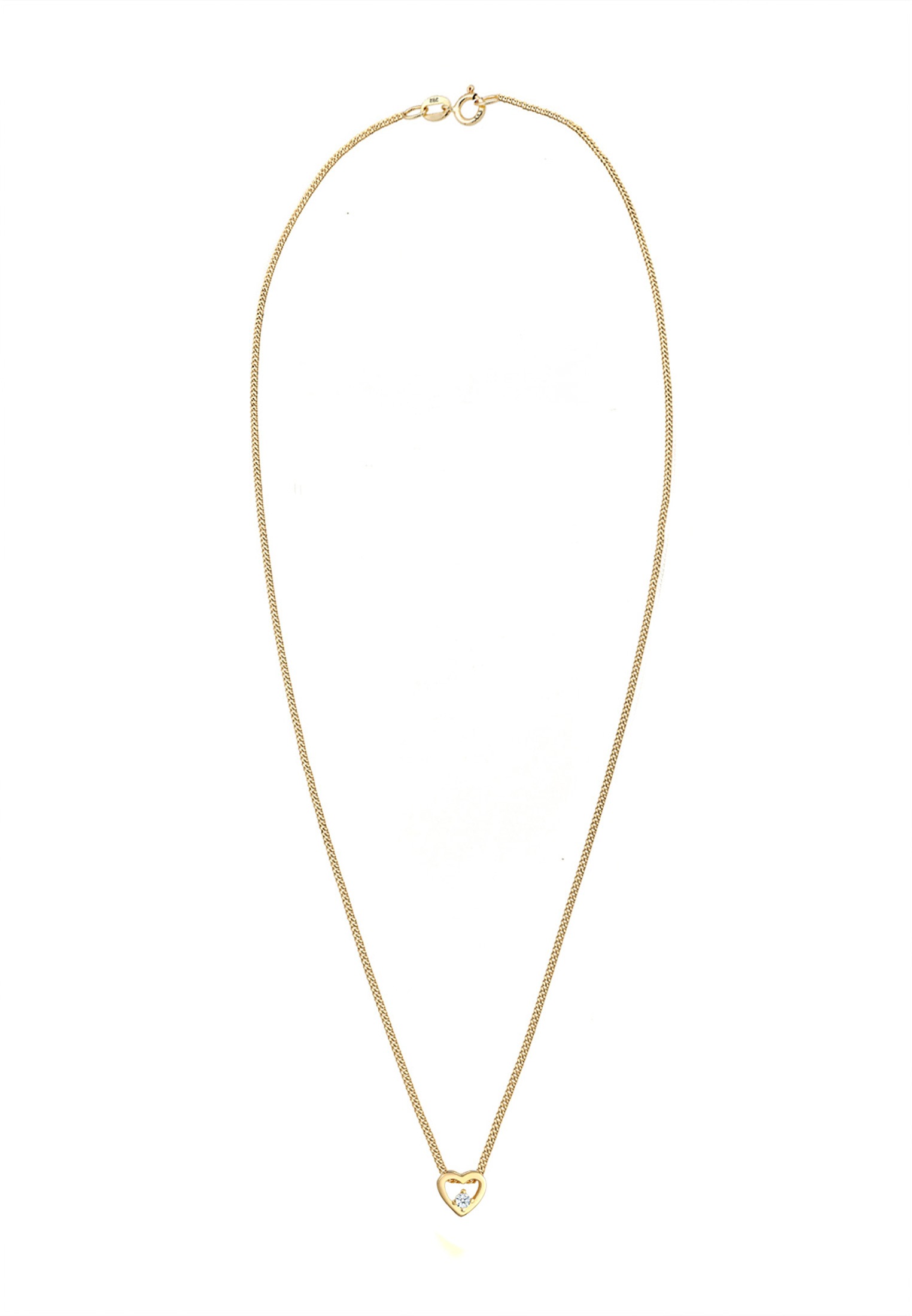 Elli DIAMONDS Silberkette »Halskette Herz Diamant Weiß Brillantschliff (0.03 ct) 585 Gelbgold«