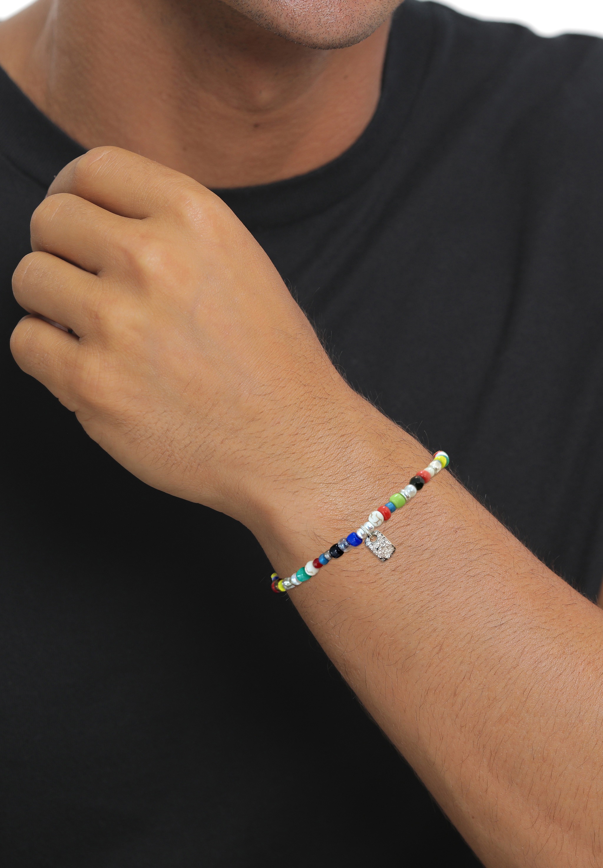 Kuzzoi Armkette »Armband Perlen Synthetischer Achat Synthetischer Howlite Schwarz 925 Sterling Silber«