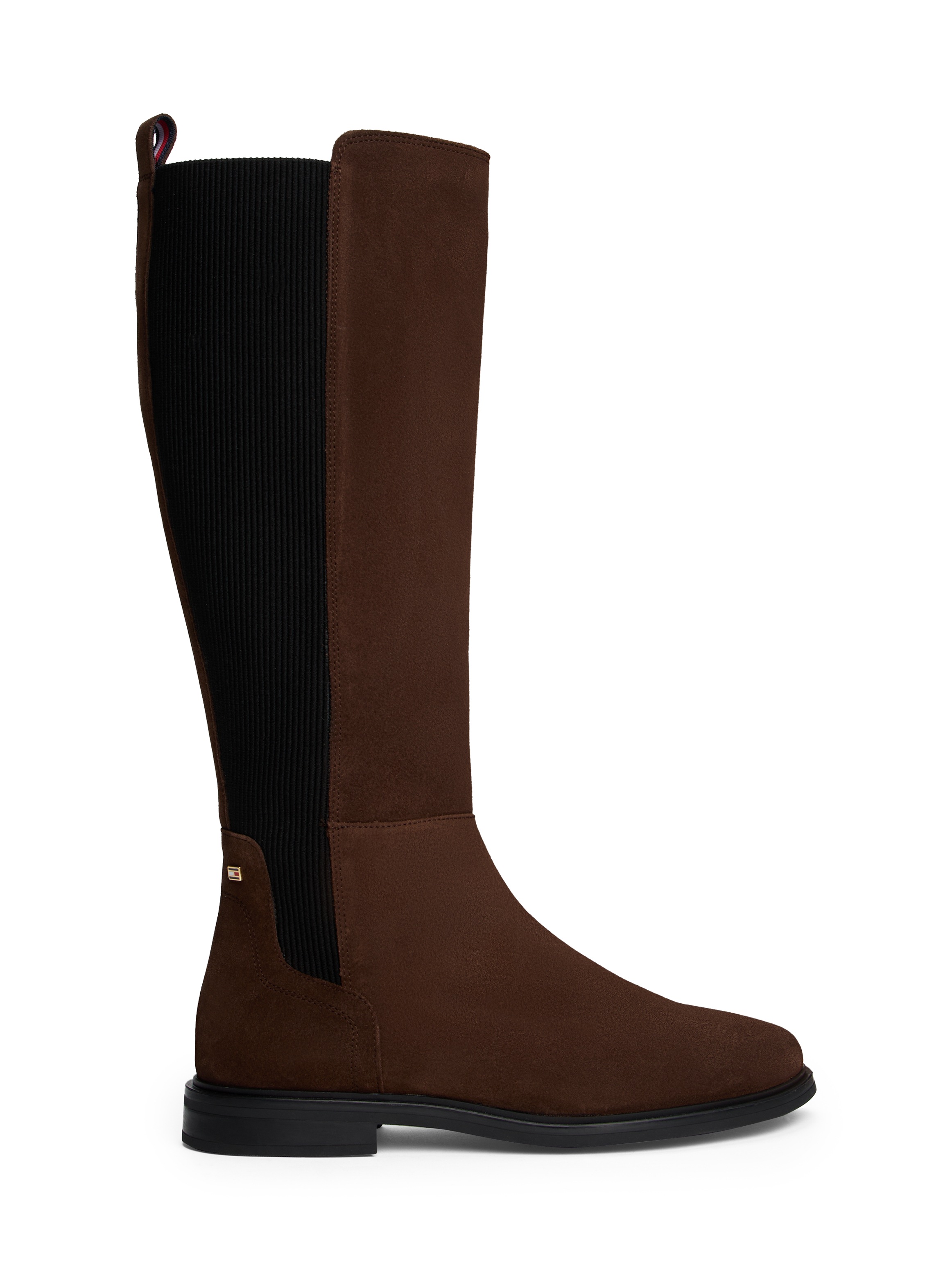 Tommy Hilfiger Stiefel »FLAG SUEDE LONG BOOT«  , Langschaftstiefel, Reißverschlussstiefel mit Logoflaggen-Detail
