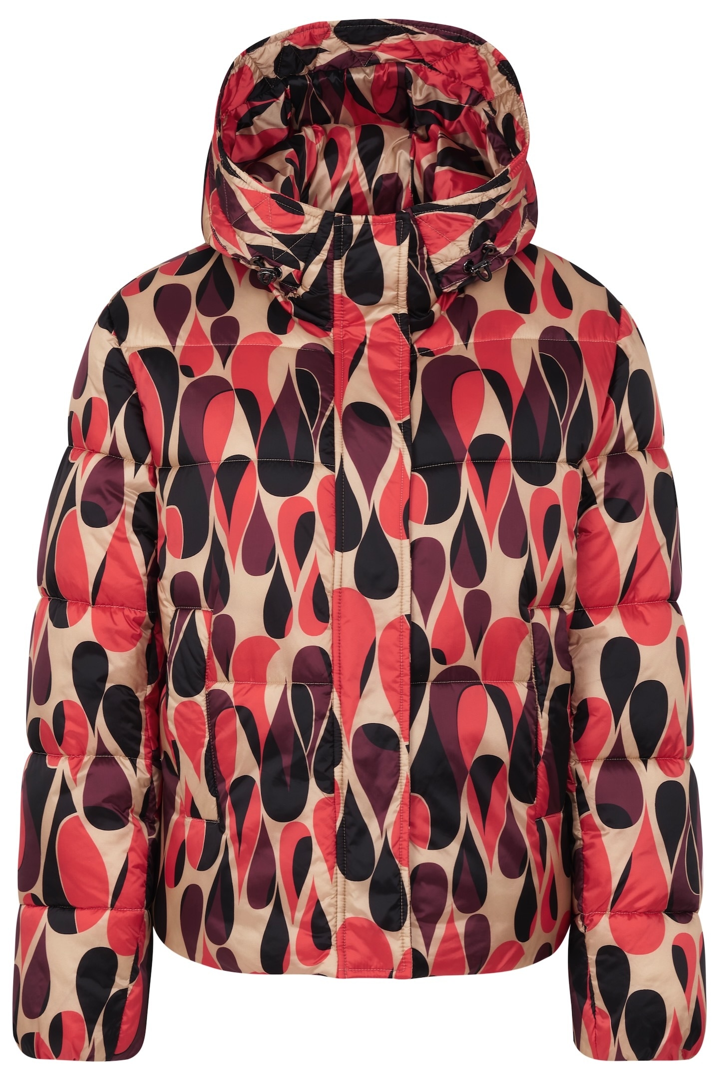 Bugatti Damen Langjacke mit Kapuze mit idealer Wärmeisolierung in rot, Größe 34