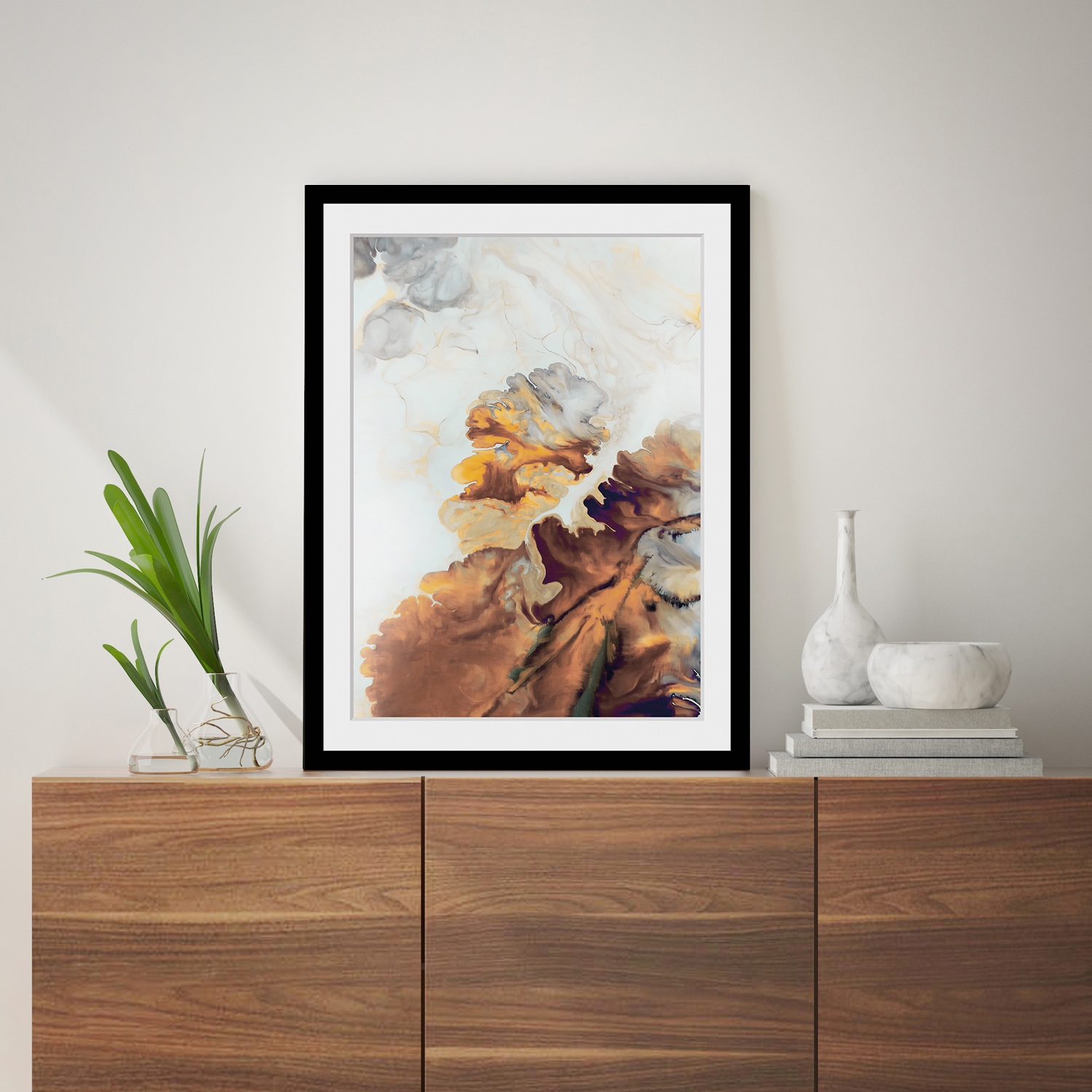 queence Bild »Benny«, Abstrakt-Stein-Spa-Spirituelle Bilder, HD Premium Poster-Druck inkl. Holzrahmen