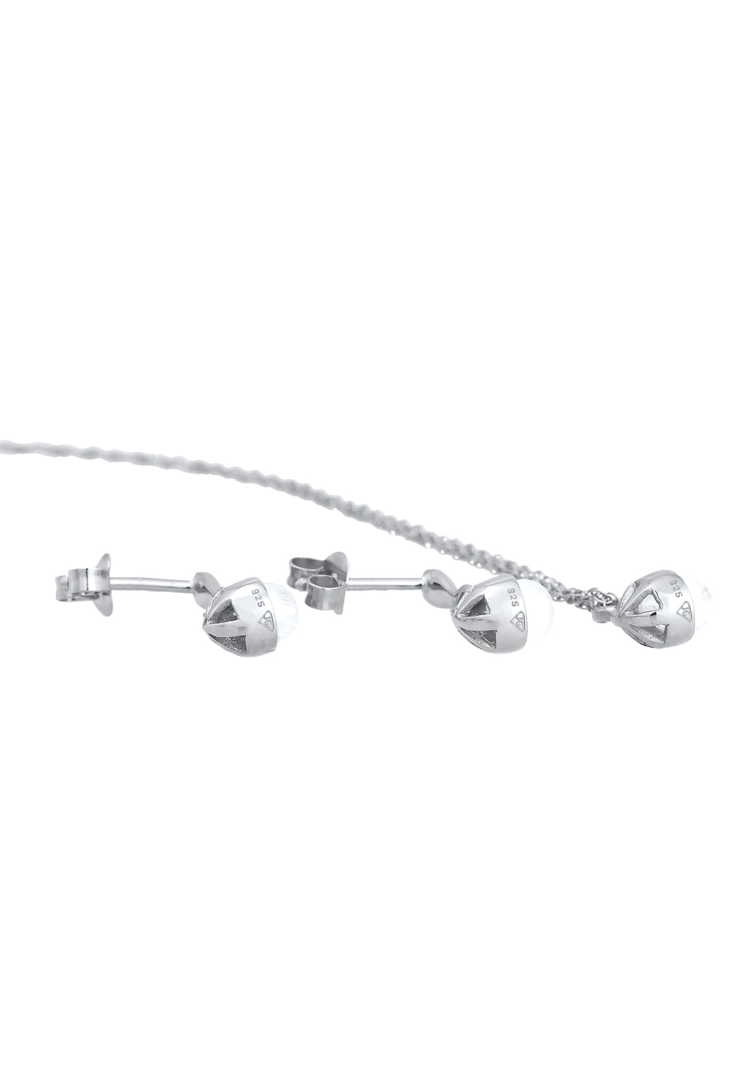 Elli Premium Ohrring und Ketten Set »Schmuckset Mondstein Tropfen Kette Ohrhänger 925 Silber«
