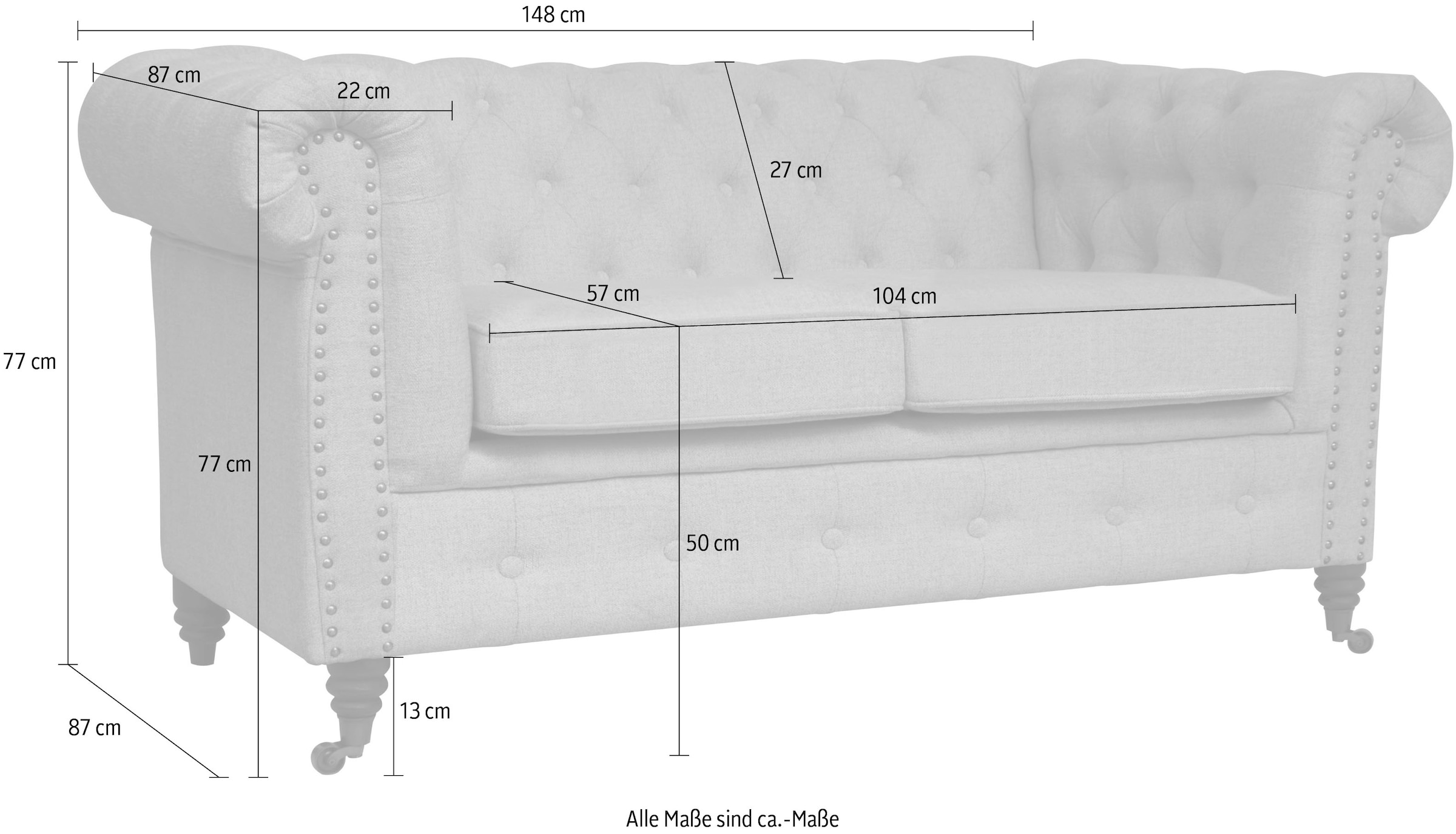 Home affaire Chesterfield-Sofa »Aarburg« aufwändige Knopfheftung und Ziernägel im Chesterfield-Design