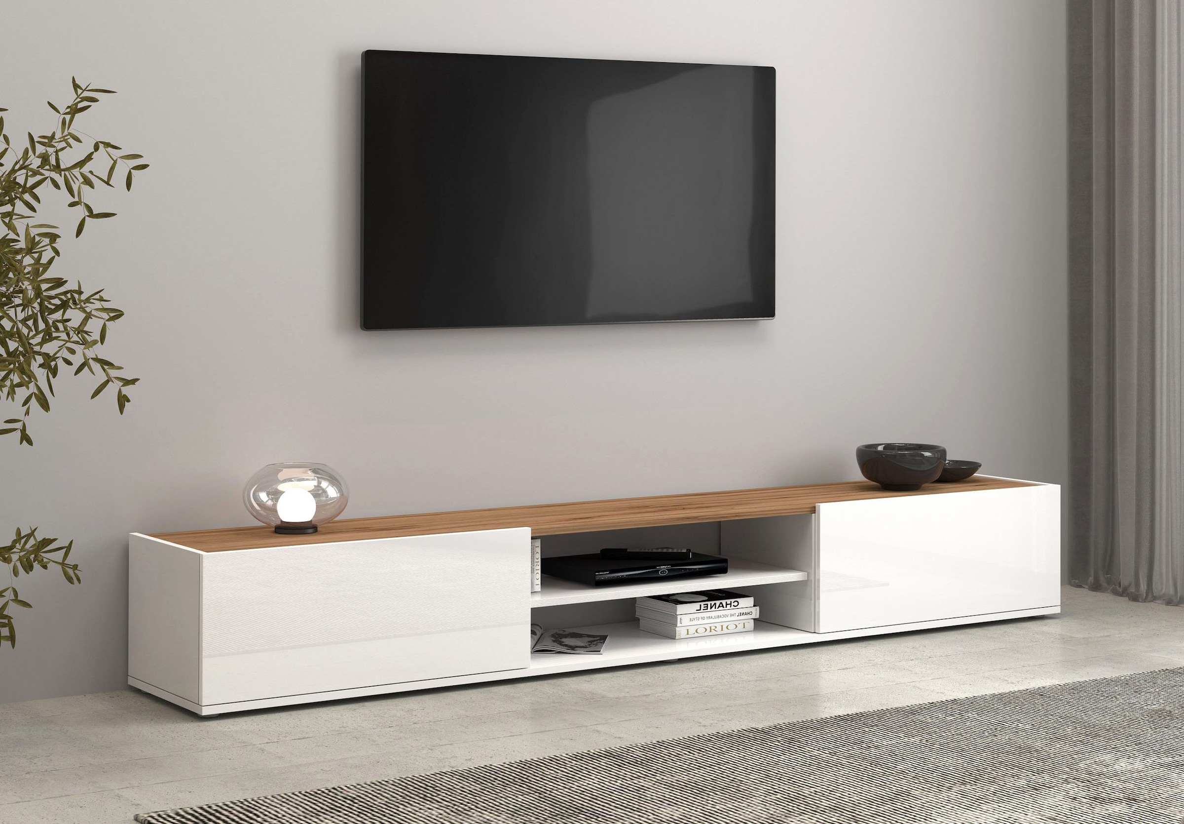 INOSIGN Lowboard »Garda,Lowboard,TV-Kommode,TV-Möbel,TV-Bank«, stehend und hängend mit 2 Klappen, 1 Einlegeboden, Breite 210 cm