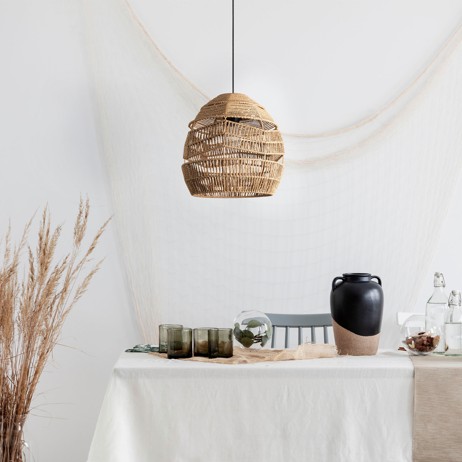 Paco Home Pendelleuchte »VILLA«, Leuchtmittel E27 | ohne Leuchtmittel, Pendelleuchte Hängeleuchte Vintage Rustikal LED Boho Papier E27