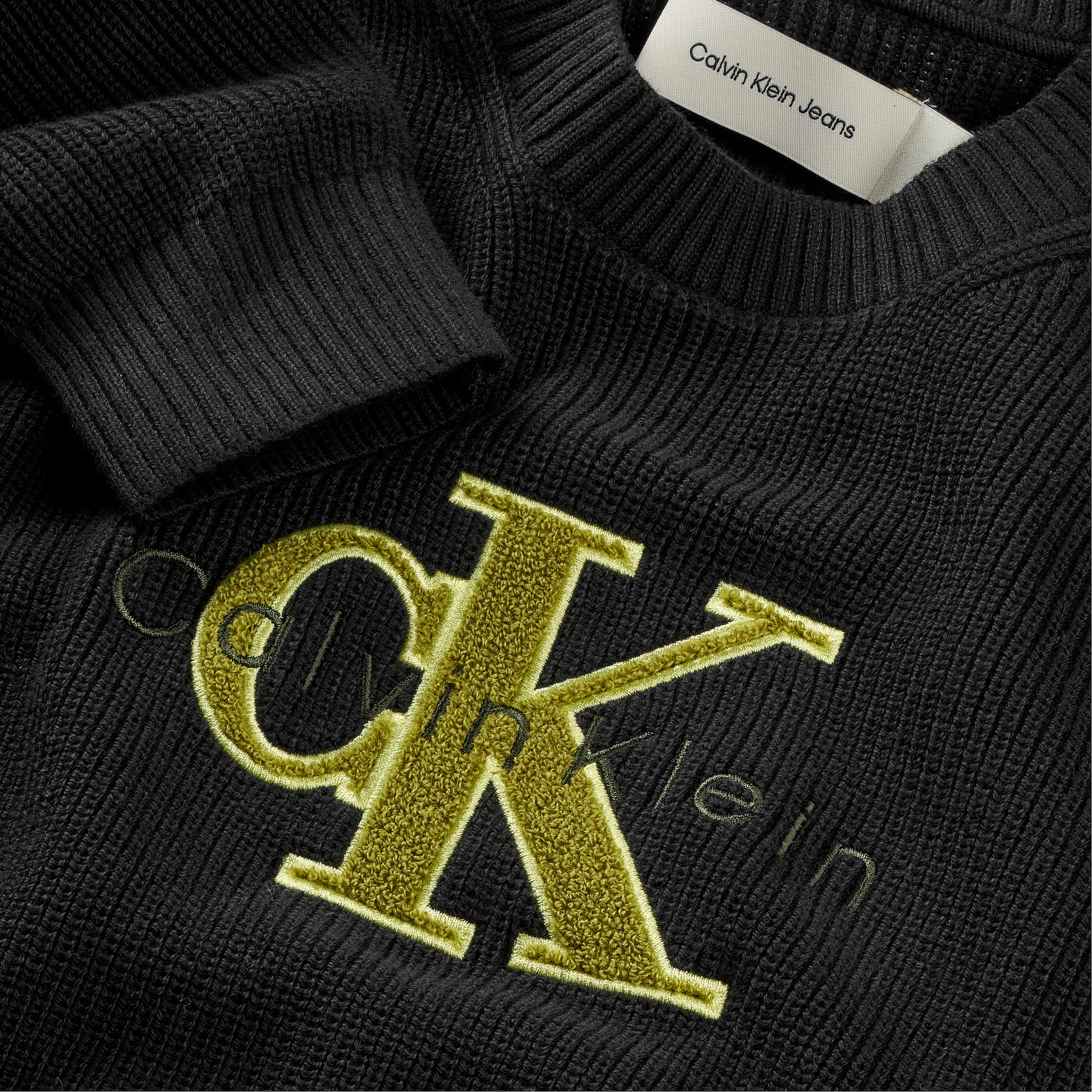 Calvin Klein Jeans Strickpullover »TOWELLING CK STITCH SWEATER«, für Kinder bis 16 Jahre, Frottee-Applikation