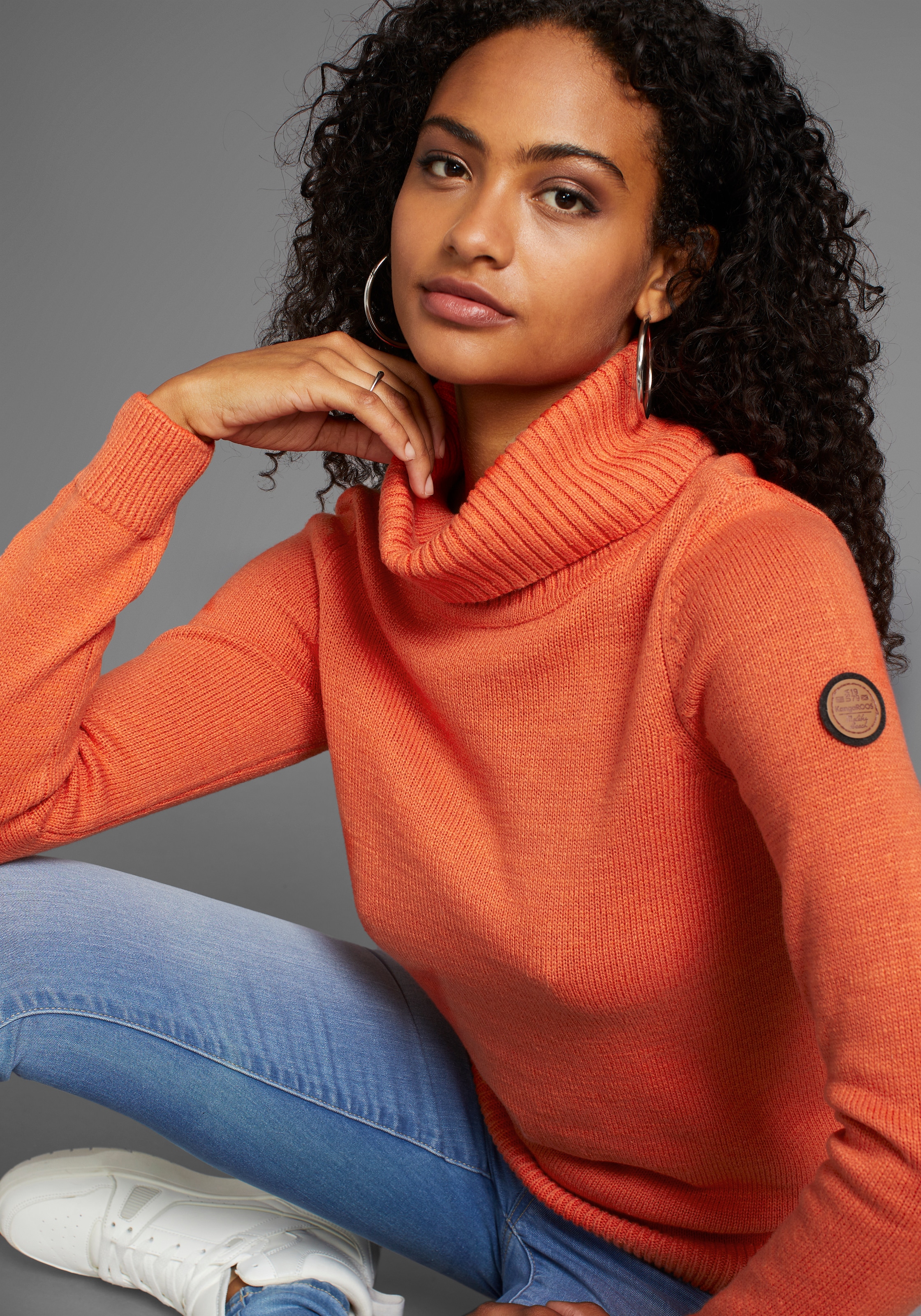 KangaROOS Rollkragenpullover mit Schalkragen, Langarm, Warm & Kuschelig