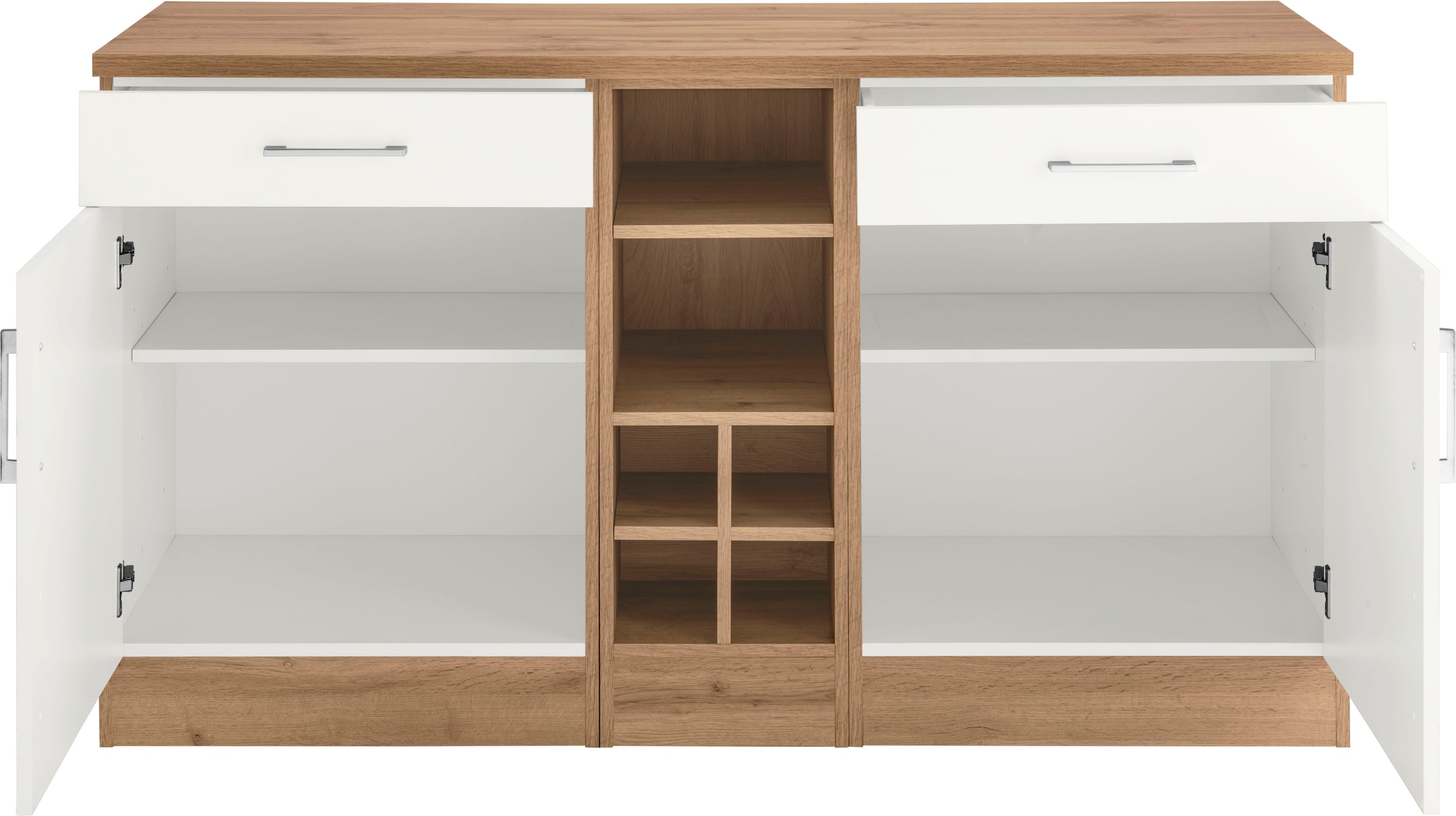 KOCHSTATION Unterschrank »KS-Colmar« 150 cm breit, 2 Schubkästen, 2 Türen, 6 Fächer, für viel Stauraum