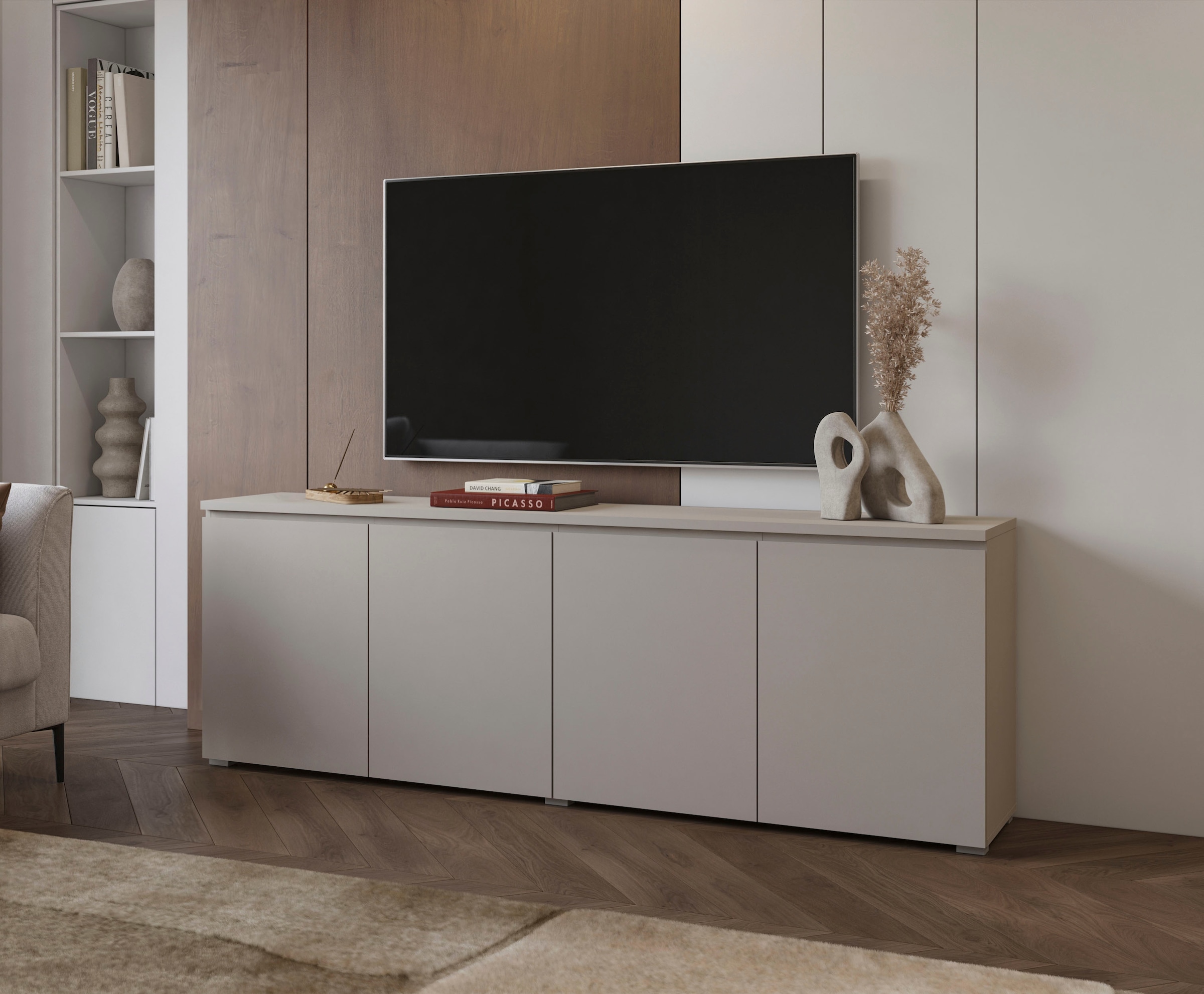 OTTO home Sideboard »Modo, Breite 200 cm, moderne grifflose Kommode 4Türen« Anrichte mit viel Stauraum, Einlegeböden verstellbar