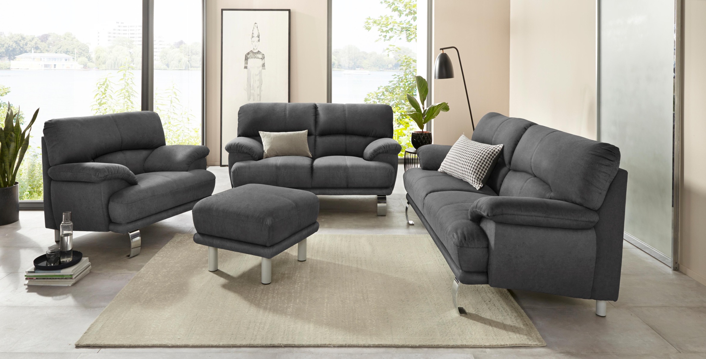 TRENDMANUFAKTUR Sessel »Cecilia II, Loungesessel in italienischem Design«, breite und bequeme Armlehnen