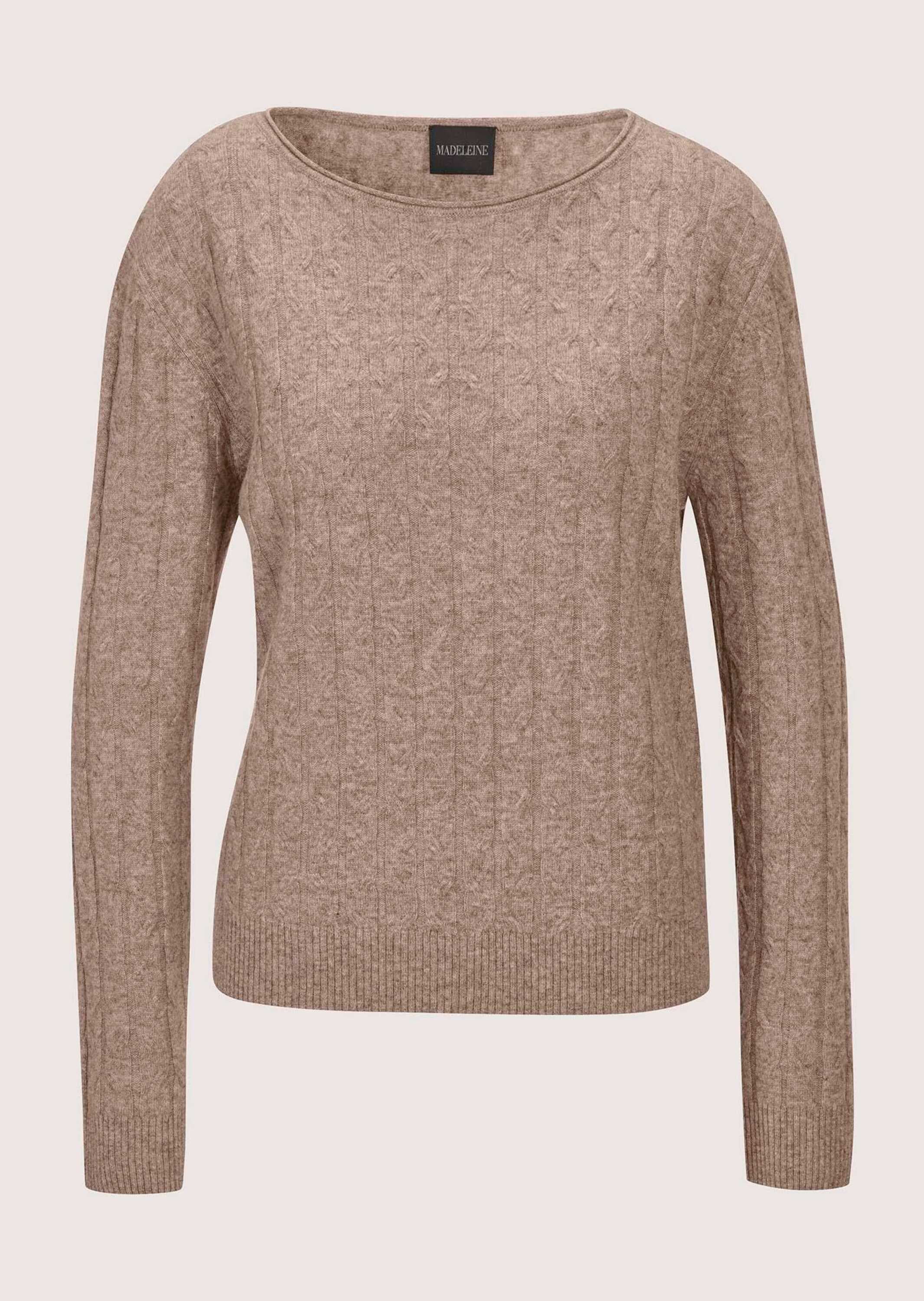 MADELEINE Longpullover »Strickpullover Eleganter Wollpullover mit Zopfmuster« Allover-Zopfmuster
