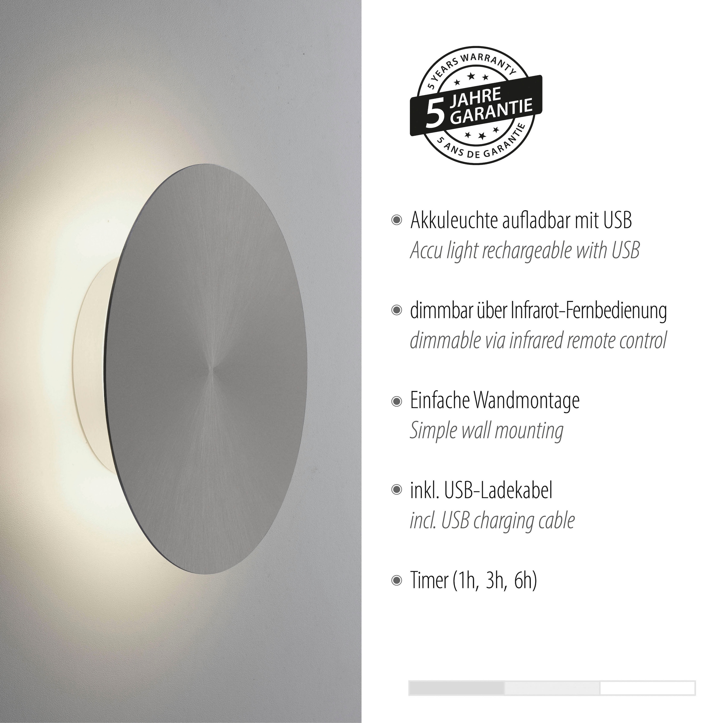Paul Neuhaus Wandleuchte »AKKU PUNTU«, 1 flammig, Leuchtmittel LED-Board | LED fest integriert