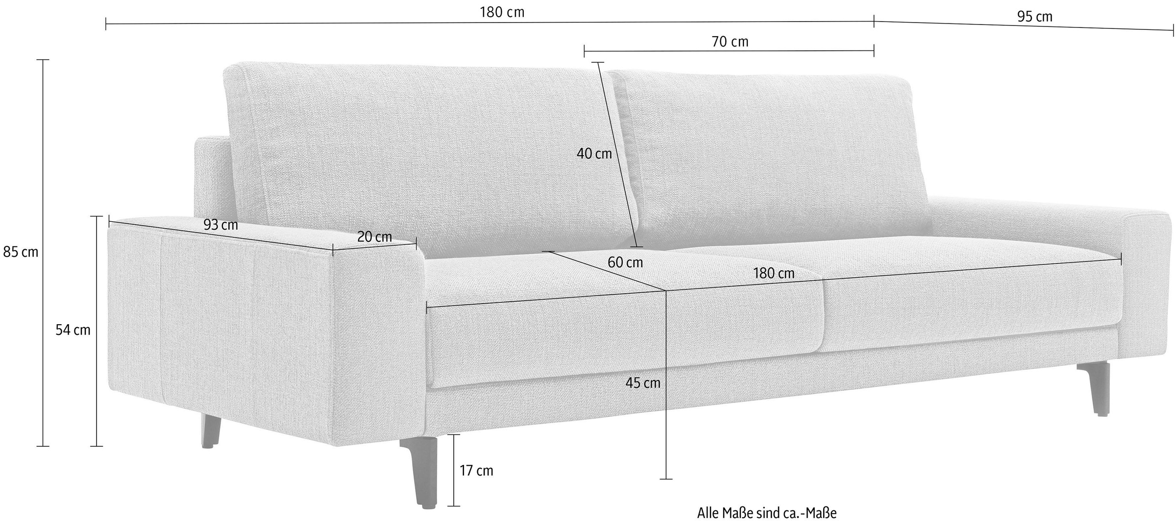 Creation BY ROLF BENZ 2-Sitzer »CR.450, Designsofa, Loungesofa«, Armlehne breit niedrig, Alugussfüße in umbragrau, Breite 180 cm