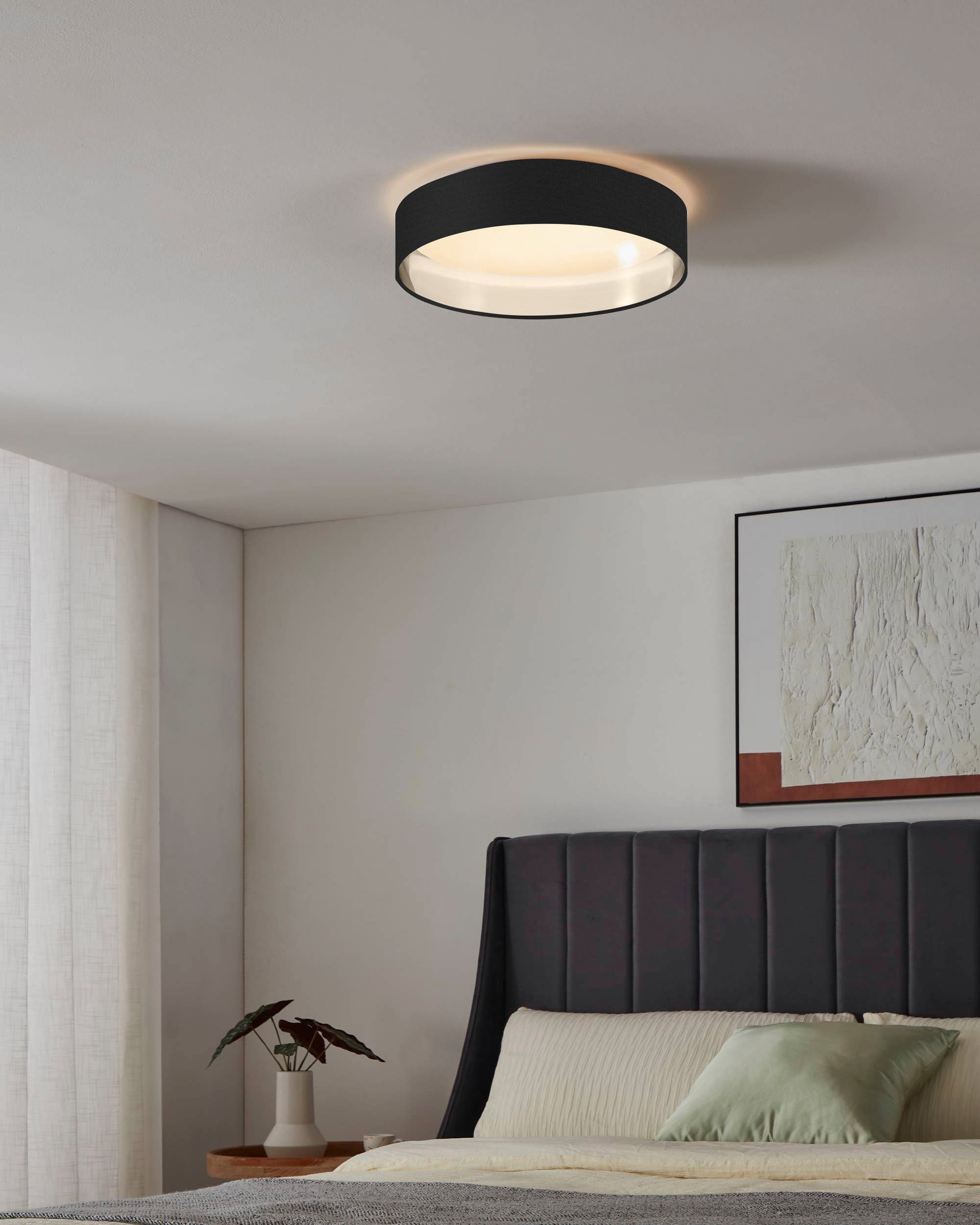 my home LED Deckenleuchte »Juria«, 1 flammig, Leuchtmittel LED-Modul | LED fest integriert, Deckenlampe Ø38 x H9 cm mit Textil-/Stoffschirm, CCT, Fernbedienung