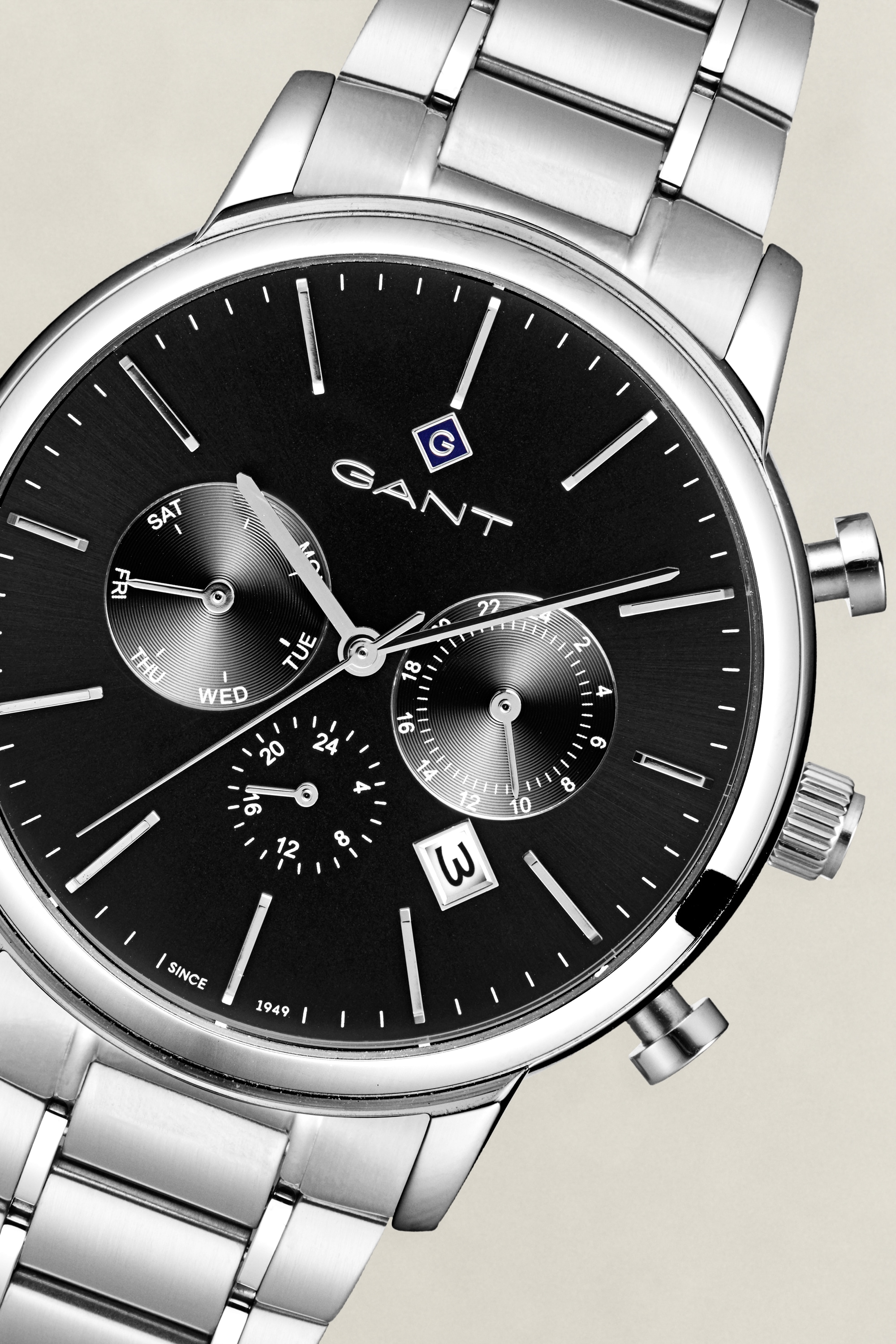 Gant Quarzuhr »Cleveland« Armbanduhr, Herrenuhr, Edelstahlarmband, analog, Tag, Wochentag