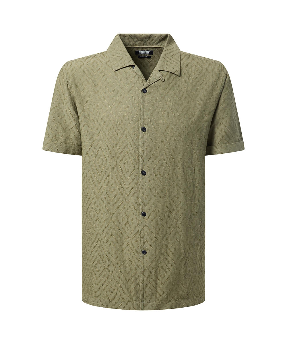 Pioneer Authentic Jeans Kurzarmhemd mit Jacquard Muster