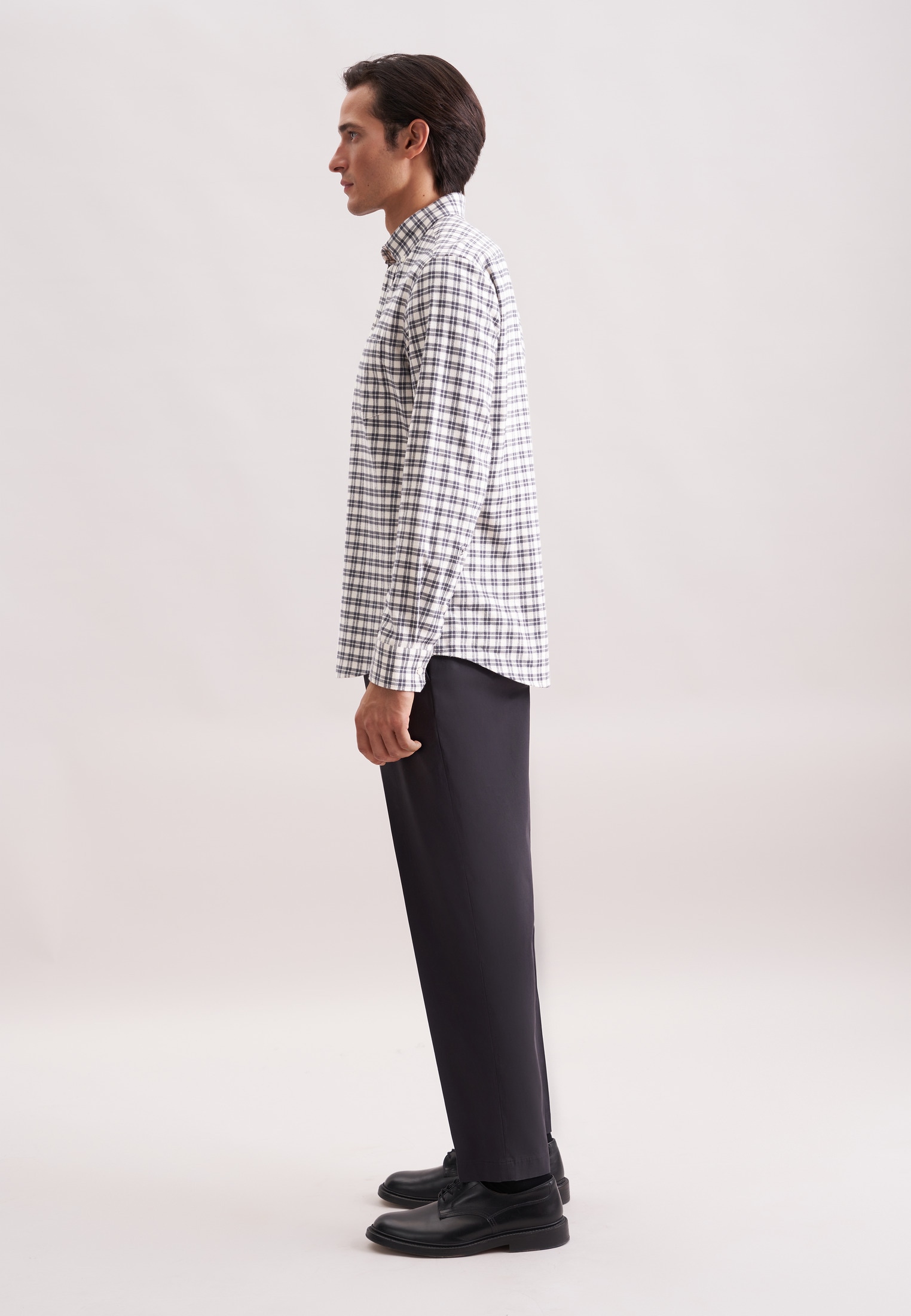 seidensticker Flanellhemd Slim 1/1 Button-Down-Kragen Karo