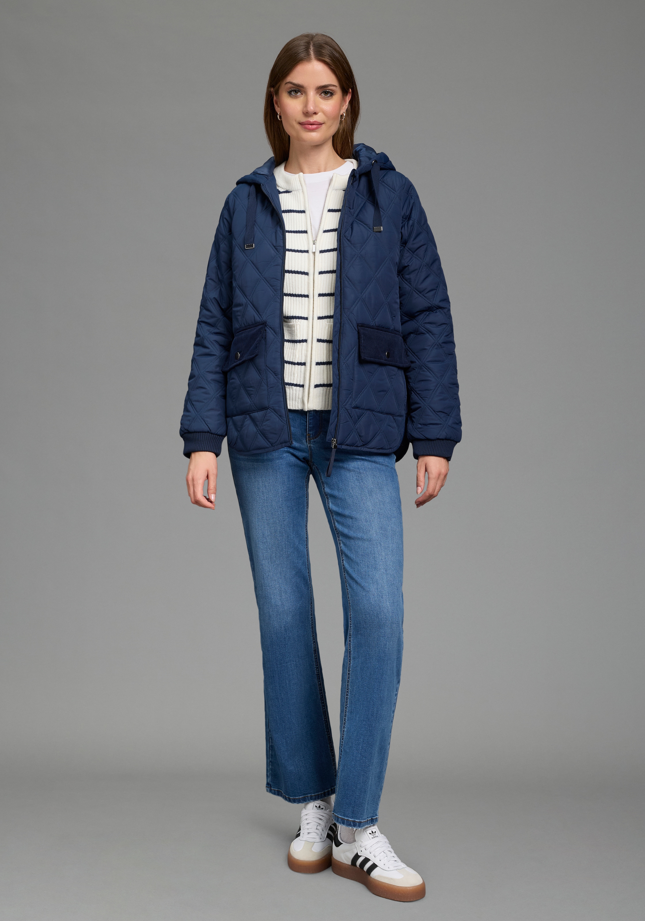 Laura Scott Steppjacke mit Kapuze Kapuze mit modernem Steppmuster für den Übergang