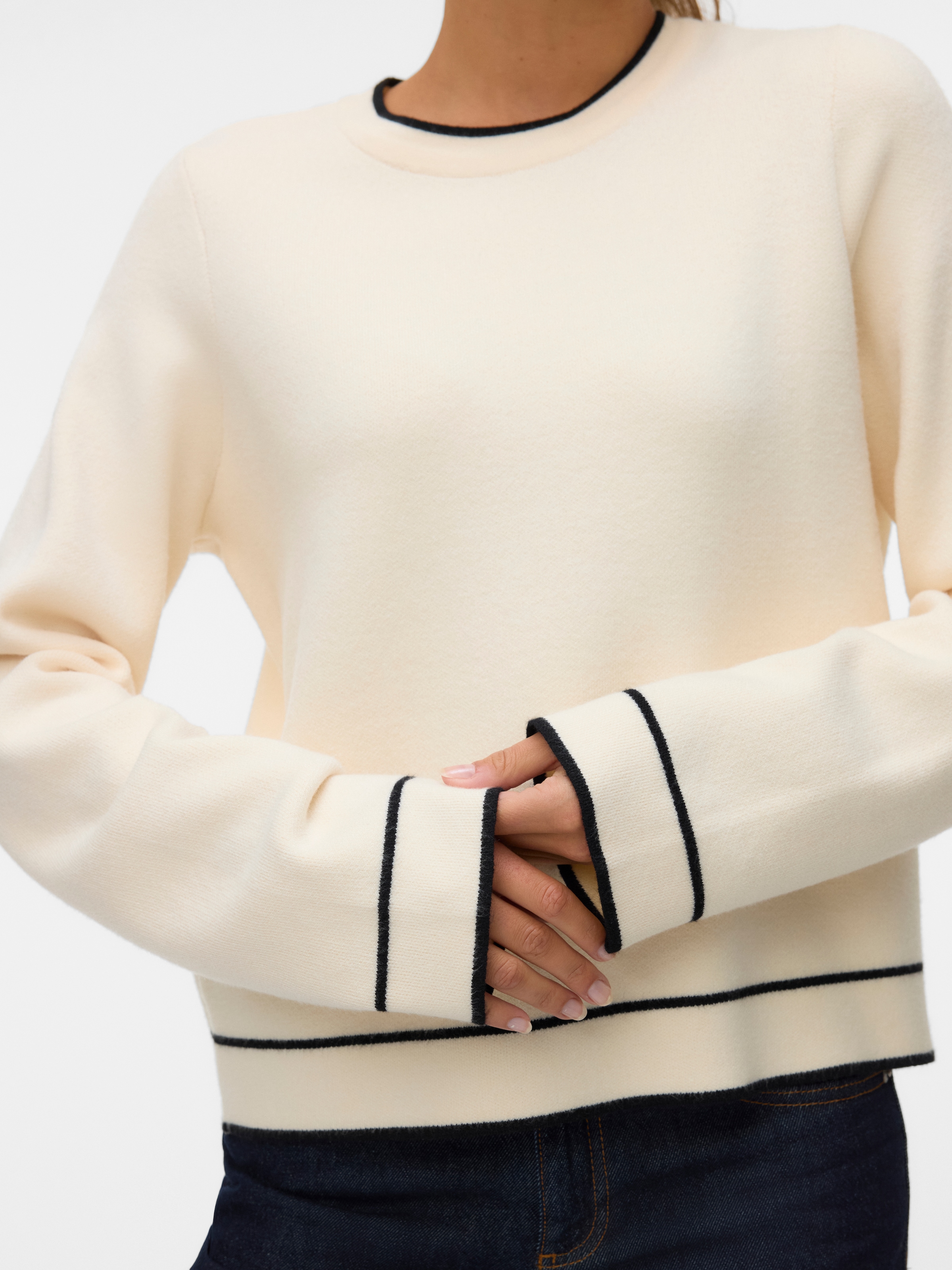 Vero Moda Strickpullover »VMGOLD LS O-NECK DOUBLE CONTRAST PULL«