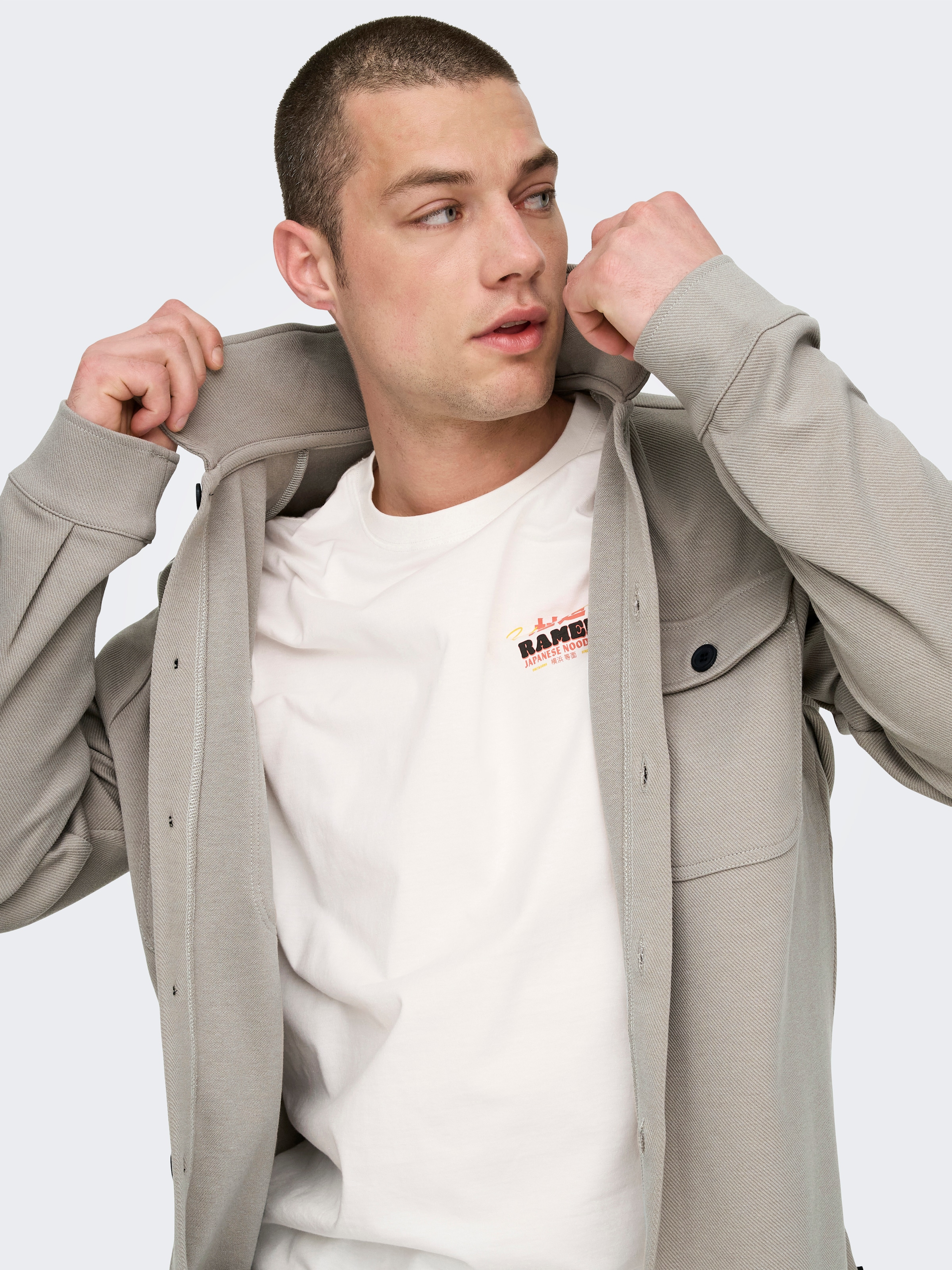 ONLY & SONS Langarmhemd »ONSNEWKODYL OVERSHIRT SWEAT NOOS« Materialmix, regular fit
