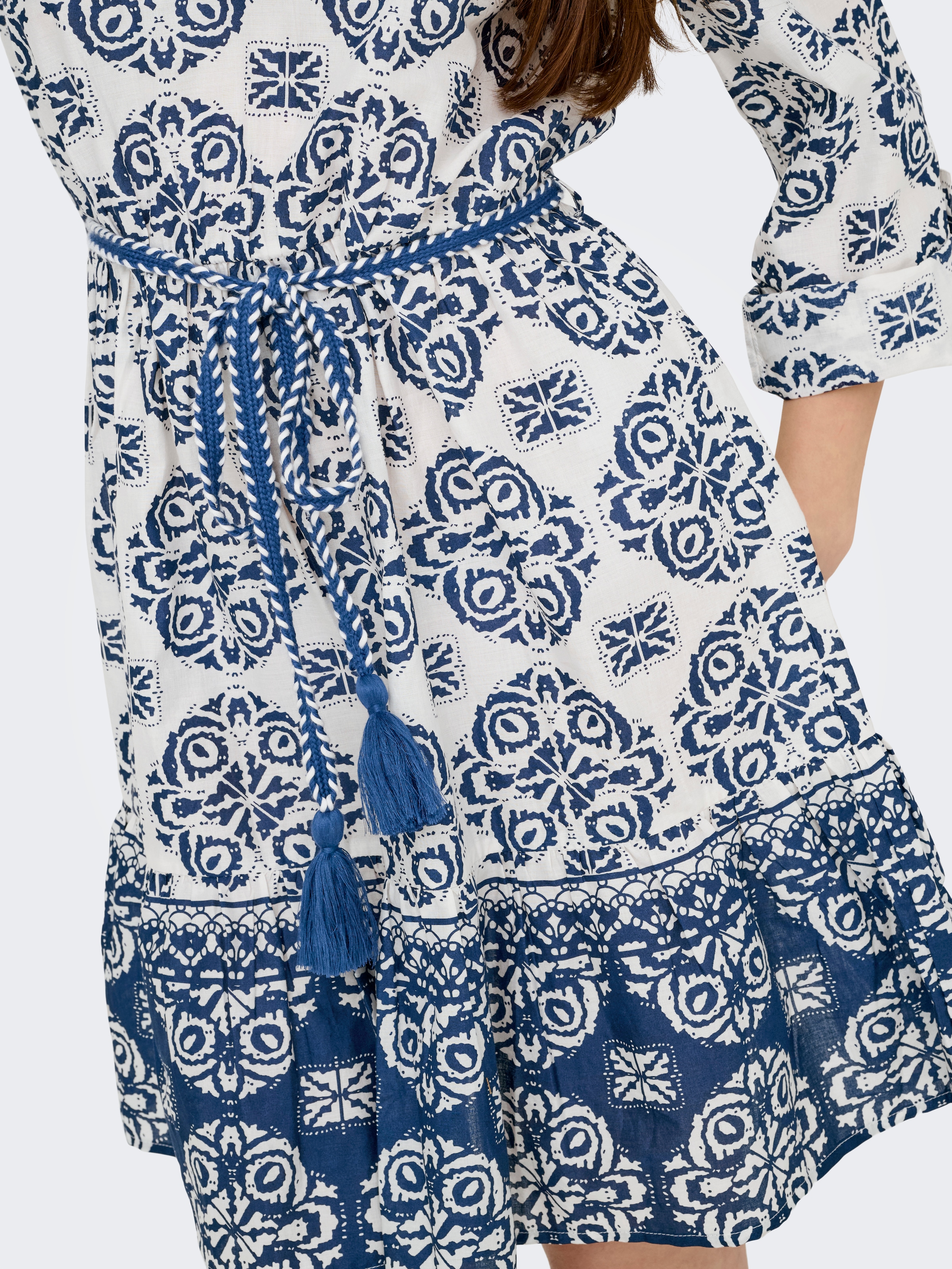 JDY Tunikakleid »JDYANNA 7/8 DRESS WVN«, mit Volant und Bindegürtel