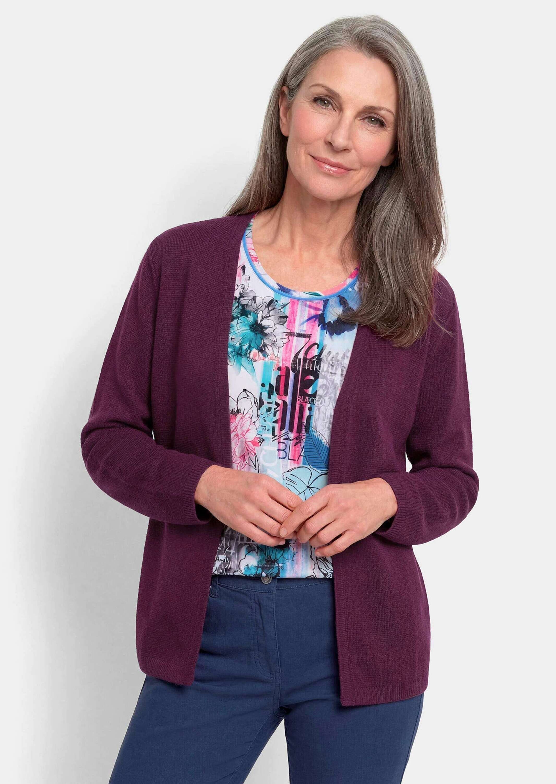 GOLDNER Strickjacke »Feinstrickjacke mit Schurwolle« flaches Rippenbündchen an Auscnittkante