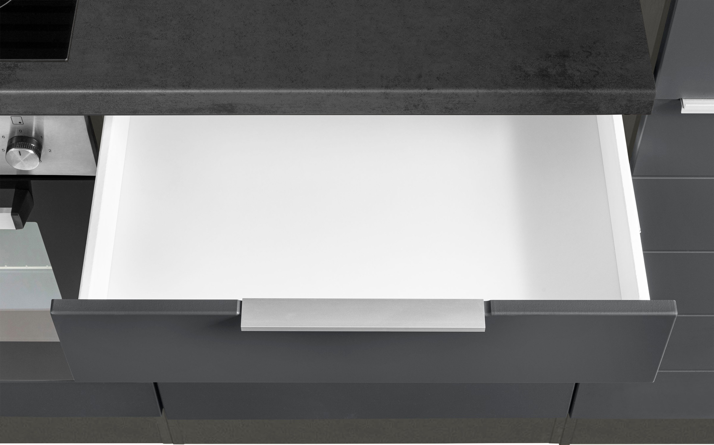 KOCHSTATION Küchenzeile »KS-Luhe« 330 cm breit, wahlweise mit oder ohne E-Geräten, gefräste MDF-Fronten