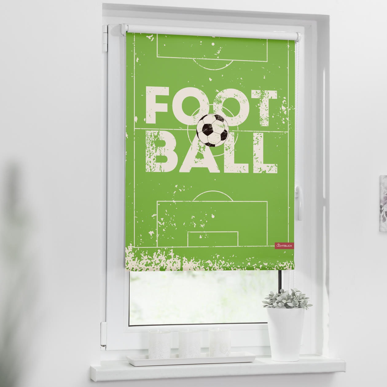 LICHTBLICK ORIGINAL Seitenzugrollo »Rollo Klemmfix, ohne Bohren, Verdunkelung, Football - Hellgrün«, verdunkelnd, Verdunkelung, freihängend
