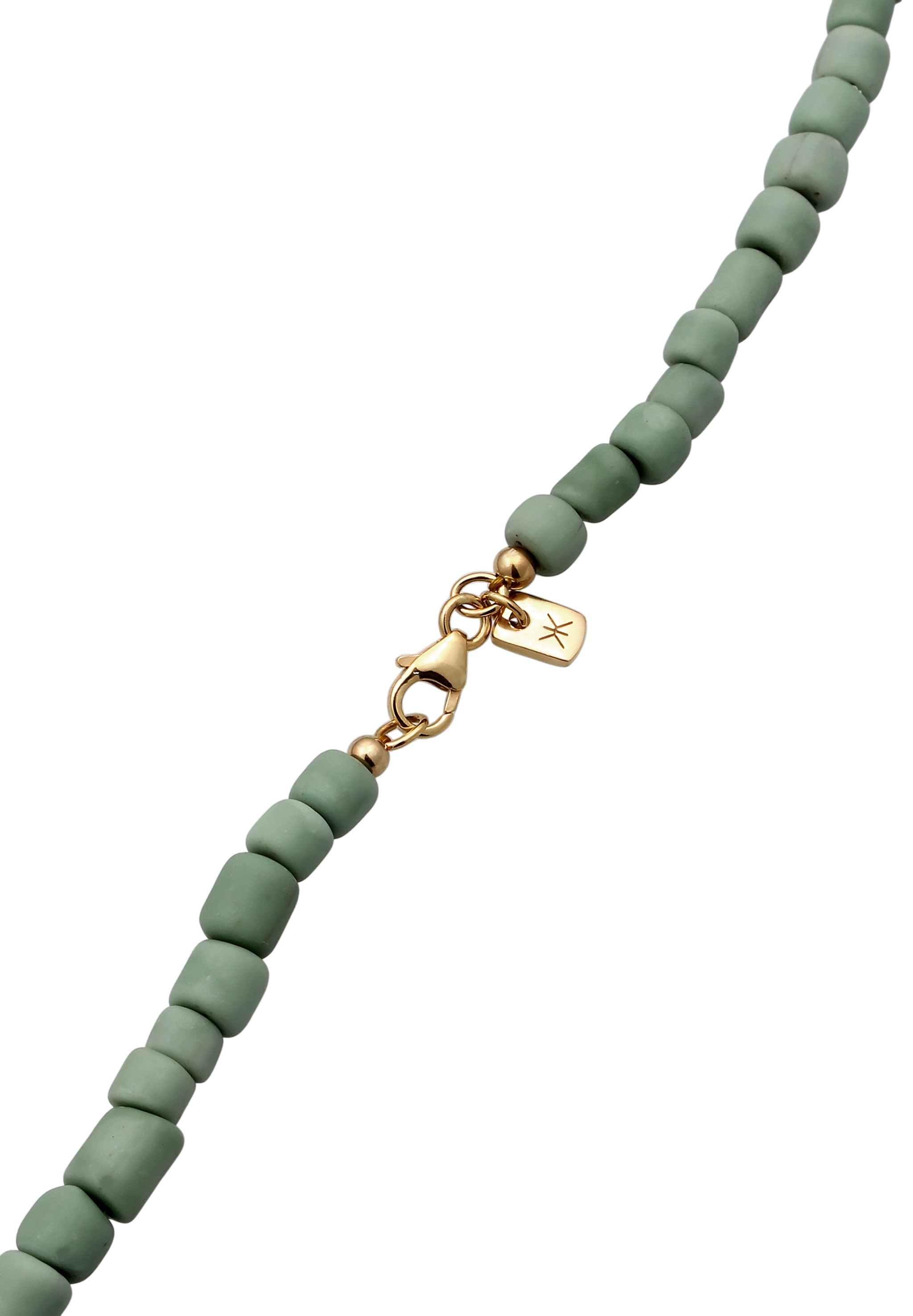 Kuzzoi Silberkette »Halskette Glas Beads Grün 925 Sterling Silber vergoldet«