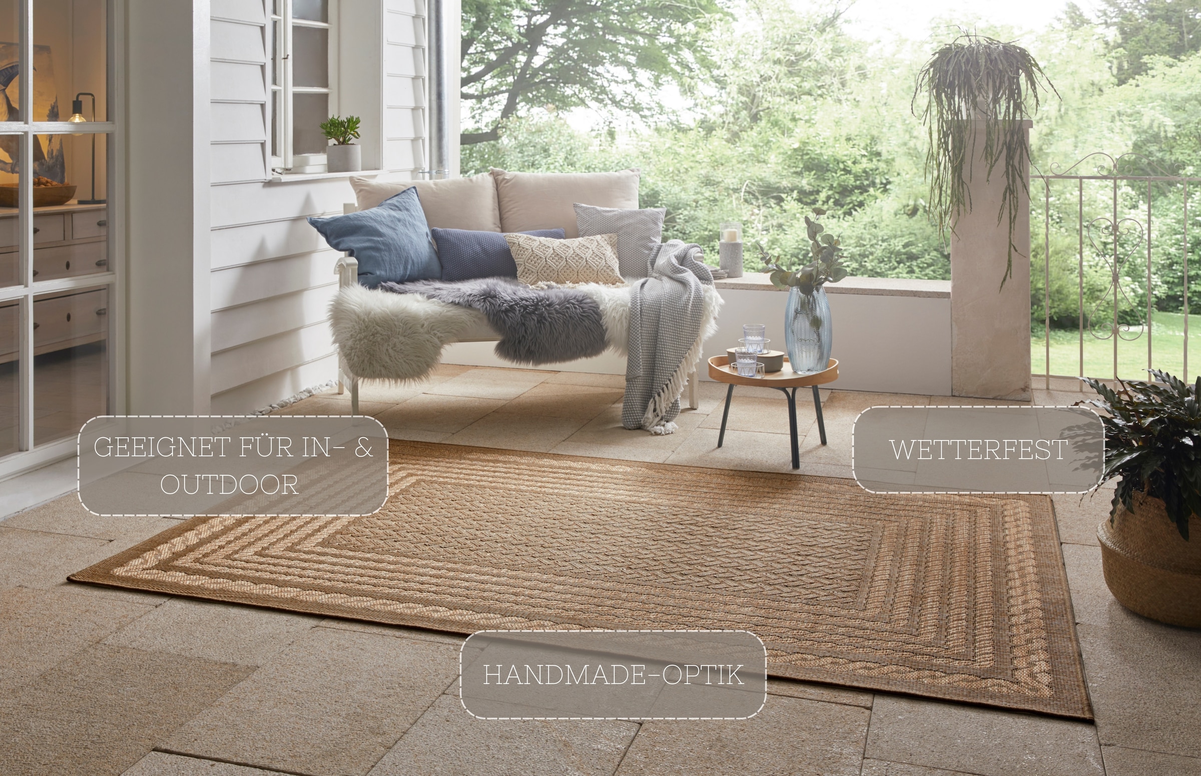 NORTHRUGS Teppich »Limonero«, rechteckig, 6 mm Höhe, In-& Outdoor, Flachgewebe, Sisal Optik, Skandi, Garten, Wohnzimmer