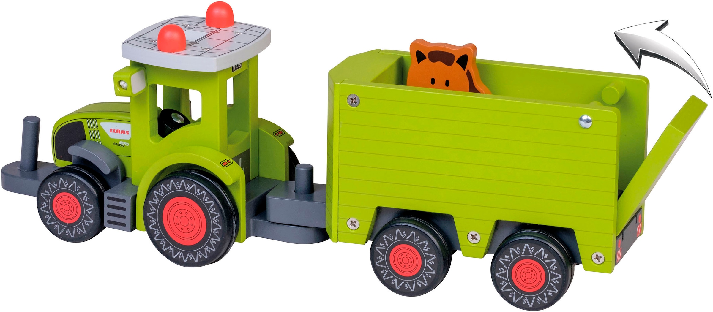 Happy People Spielzeug-Traktor »CLAAS Kids Axion 870«, aus Holz, mit Viehanhänger