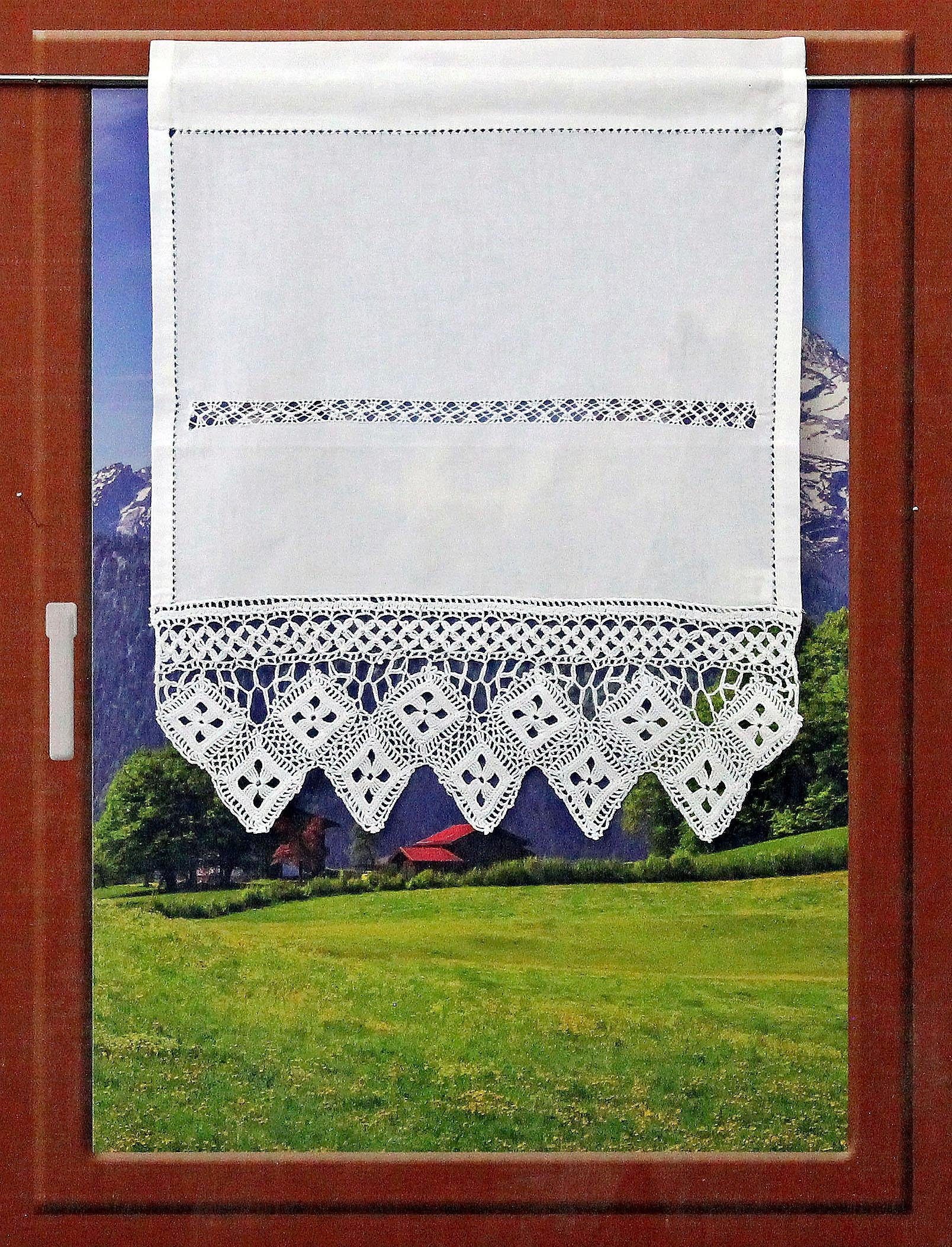 HOSSNER - ART OF HOME DECO Scheibengardine »BALDO«, (1 St.), Häkelspitze - ECHTE Handarbeit