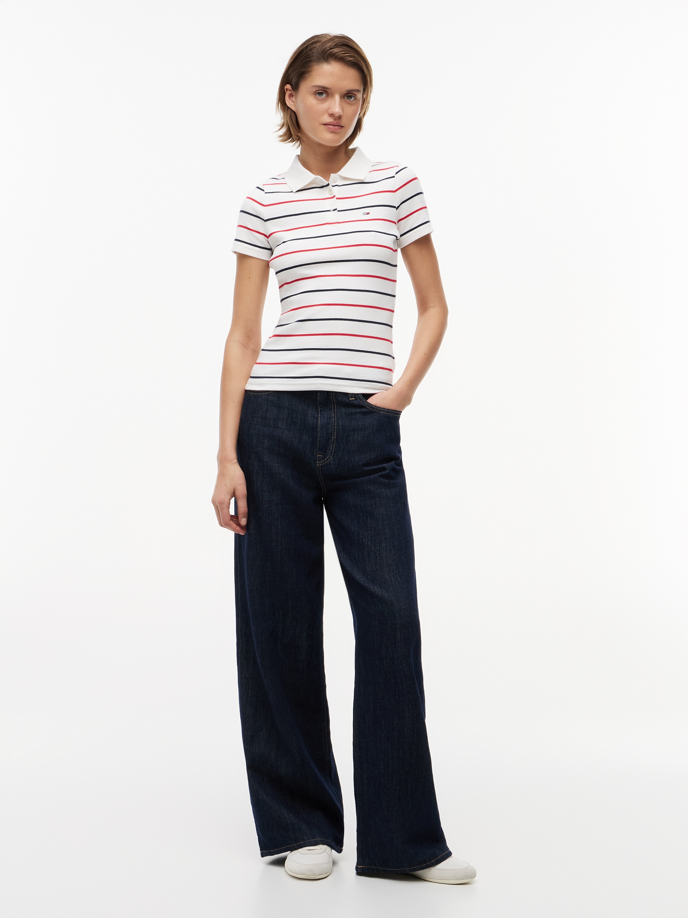 Tommy Jeans Poloshirt »TJW SLIM RIB SS POLO« mit gerippter Struktur