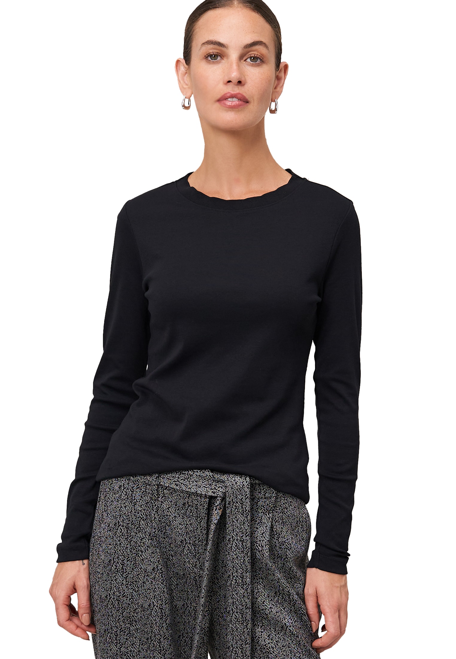 Zero Langarmshirt »Jersey-Shirt mit Wellenkante«