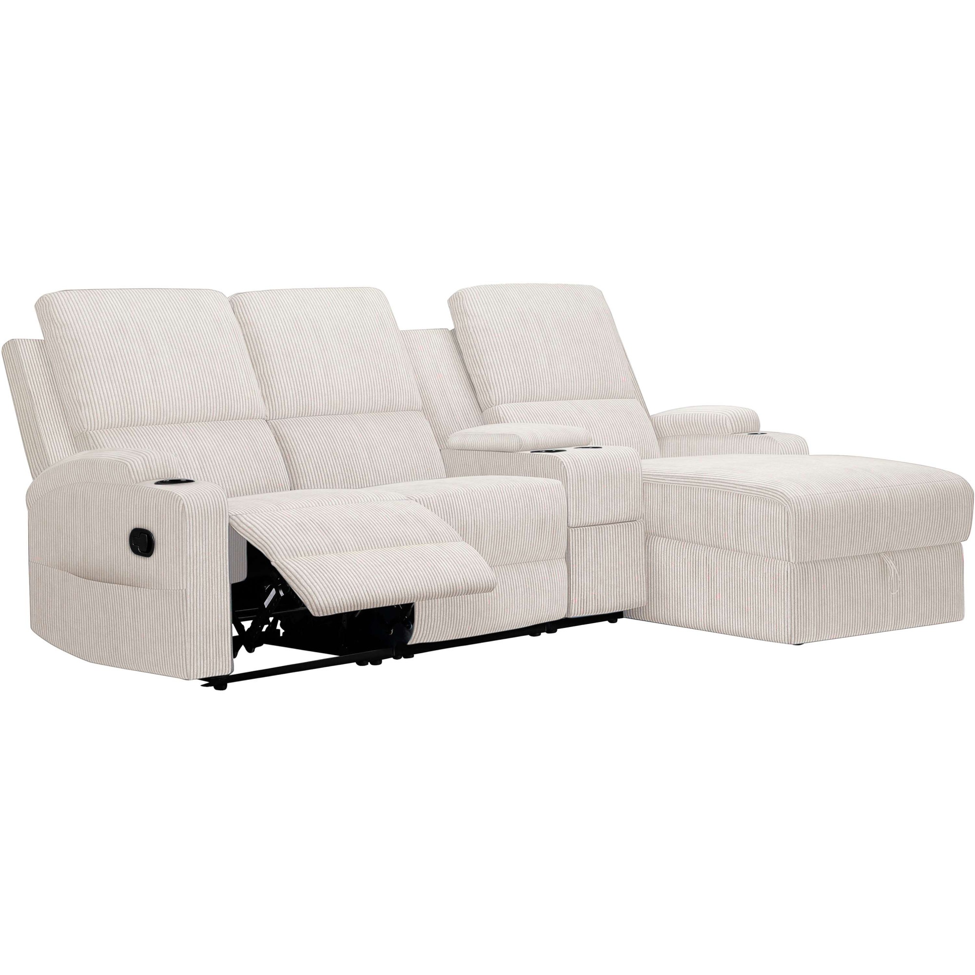 Home affaire Ecksofa »NAPORI Multimediasofa, 3er Kinosessel XXL, L-Form, Cord«, Kinosofa mit Relaxfunktion, Getränkehalter, Staufach und Staukasten
