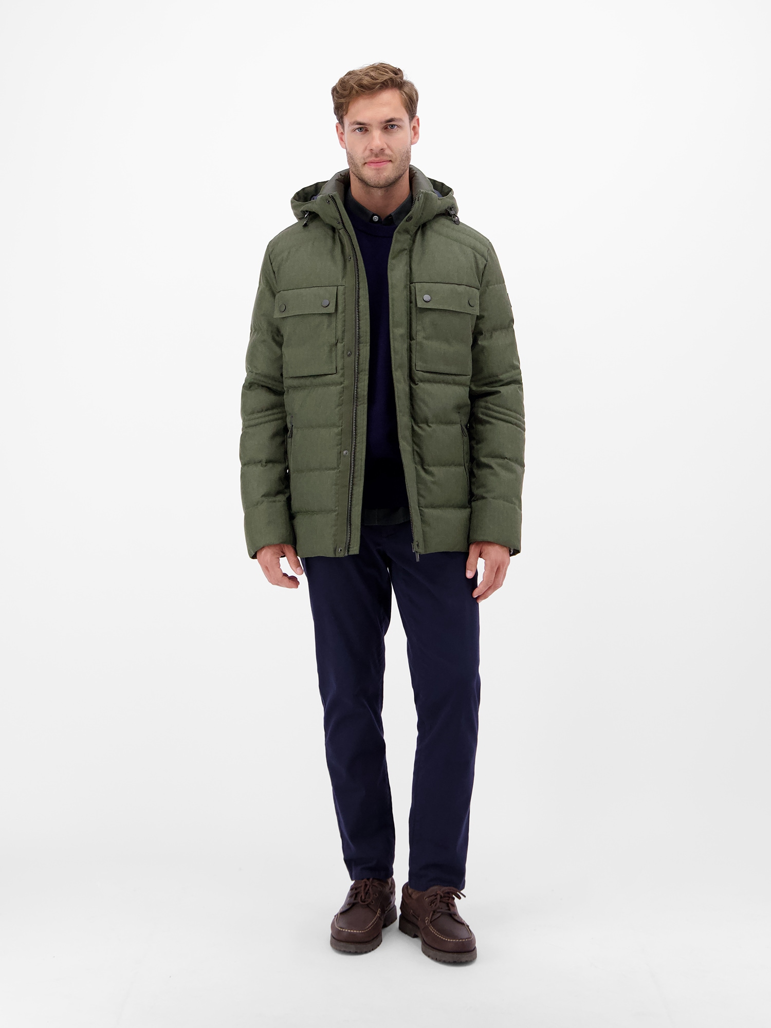 LERROS Steppjacke »LERROS Herren Fieldjacket in Woll-Optik«, mit Kapuze, Wasser- und windabweisend, atmungsaktiv