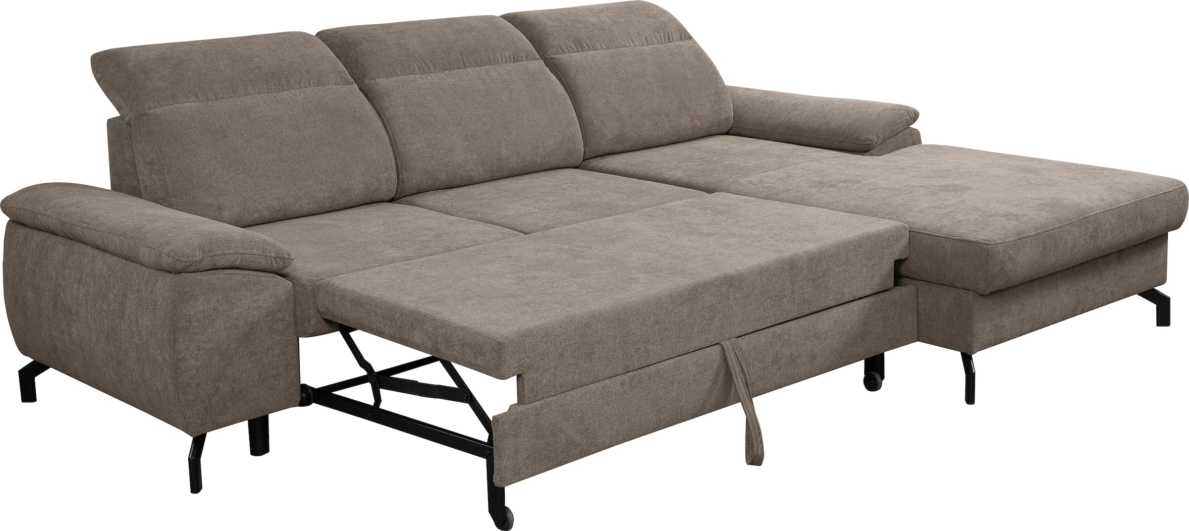 WERK2 Ecksofa »Panama L-Form«, Modernes Sofa mit Schlaffunktion, Bettkasten, Kopfteile verstellbar