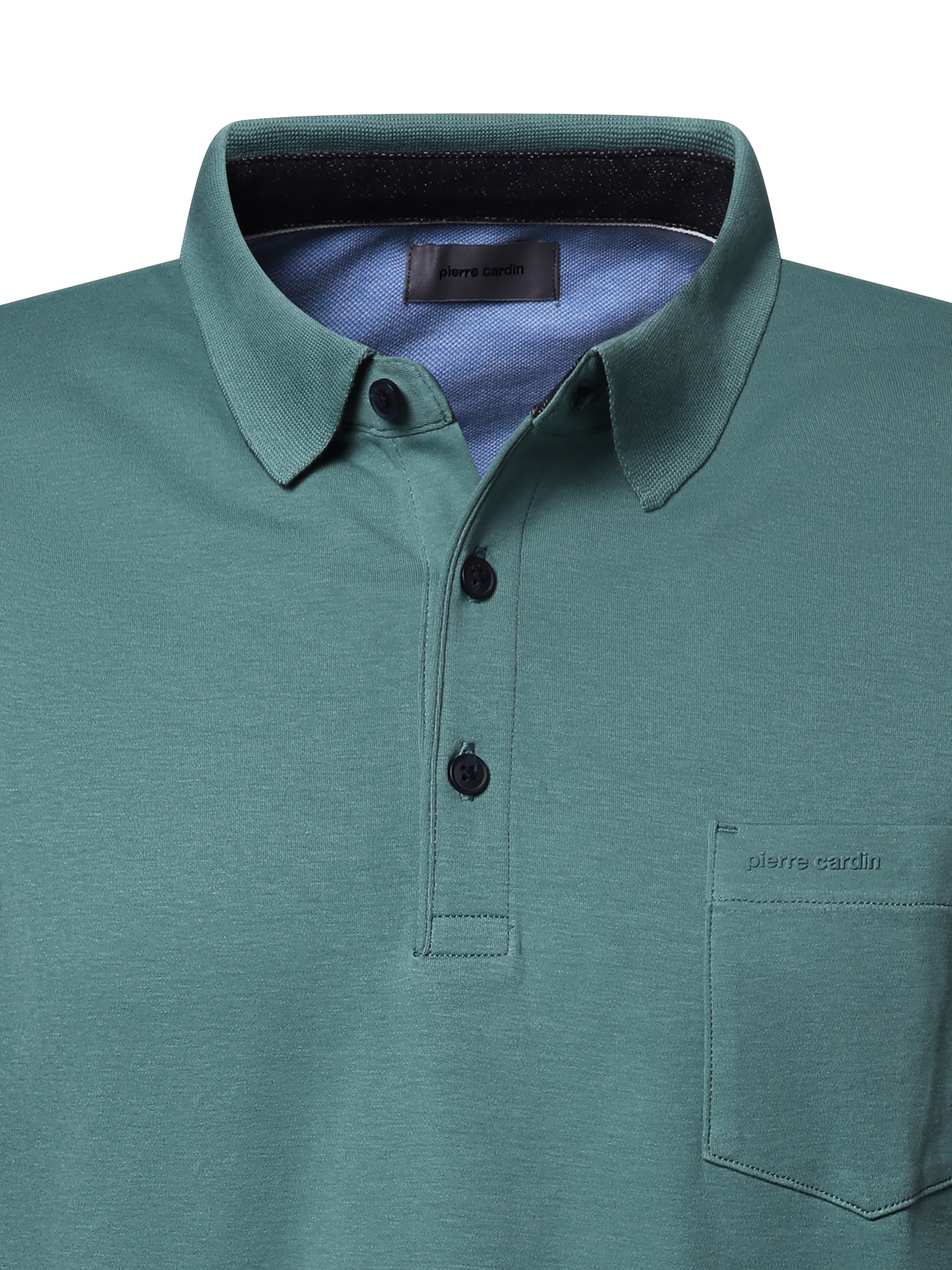 Pierre Cardin Langarm-Poloshirt, Brusttasche mit Marken- Applikation